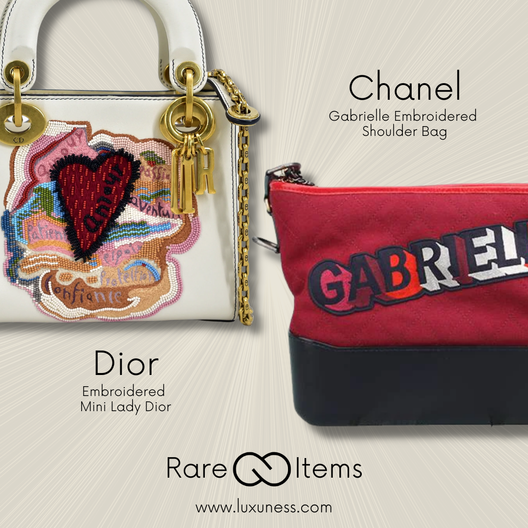 Dior Embroidered Mini Lady Dior & Chanel Gabrielle Embroidered Shoulder Bag
