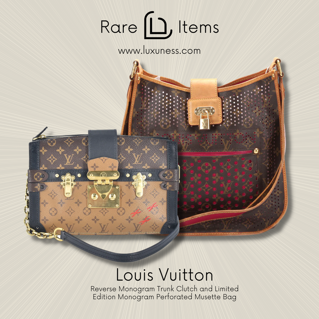 Louis Vuitton Reverse Monogram Trunk Clutch and Limited Edition Monogram Perforated Musette Bag
