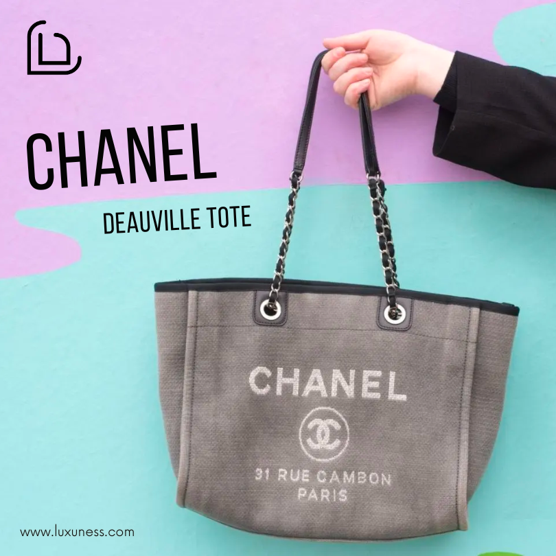 Sell Chanel Deauville Tote Bag Black Canvas - Black