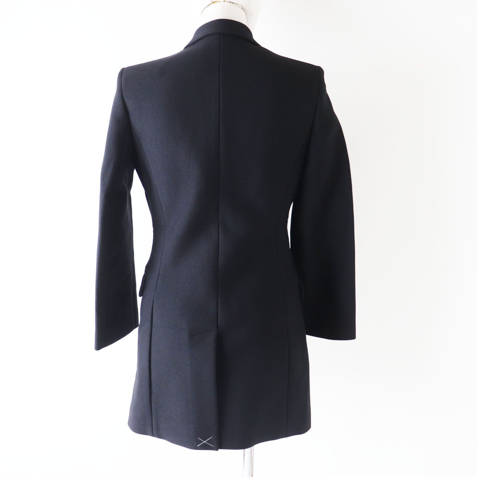 HERMES Wool Nylon Double Breasted Jacket Black