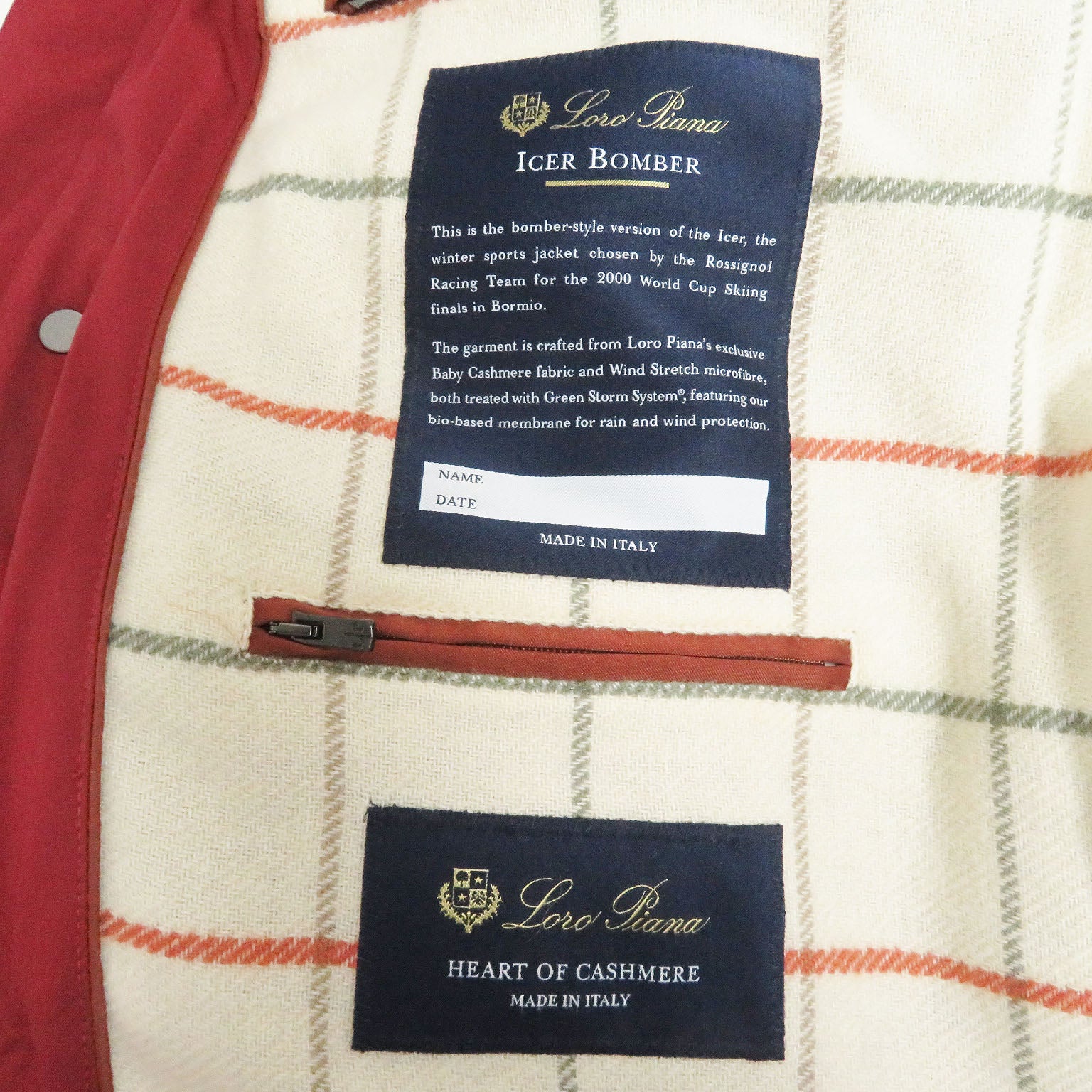 Loro Piana ICER BOMBER Nylon Cashmere Jacket Red L