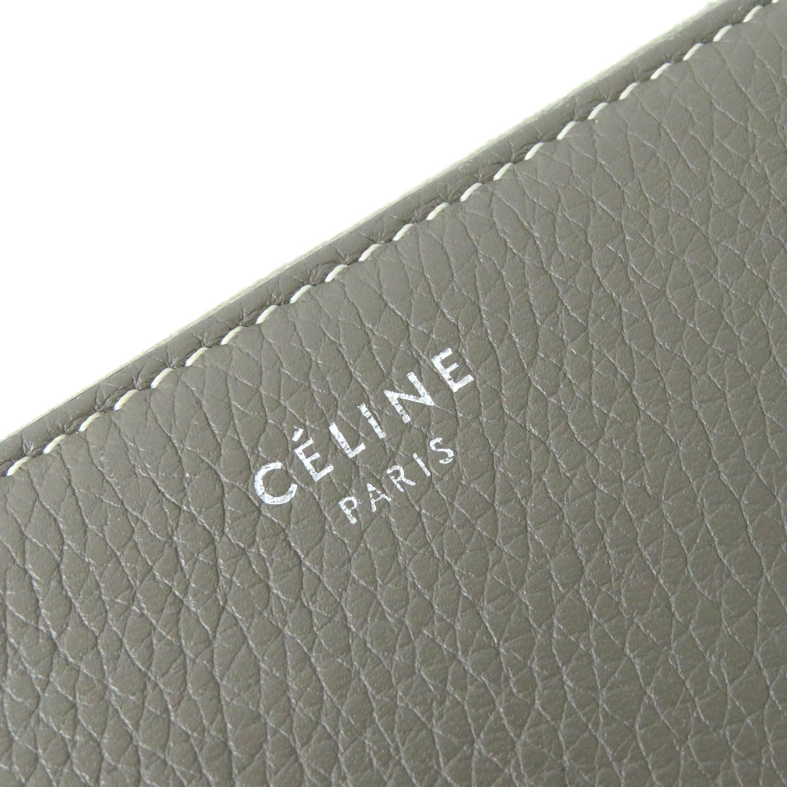 Celine Large Zip Wallet Gray Leather Purse