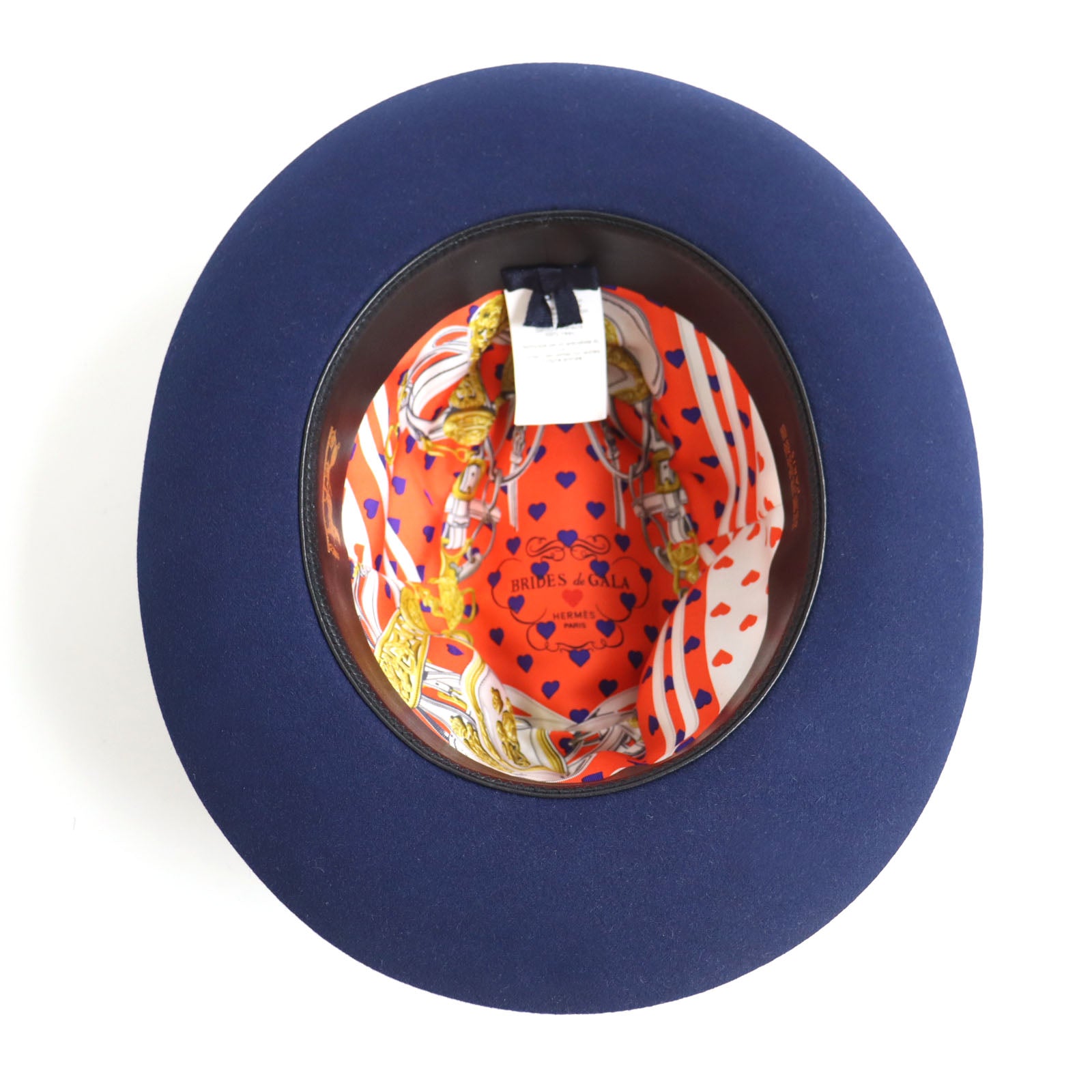 HERMES Wool Silk Fedora Hat Navy 57 Women