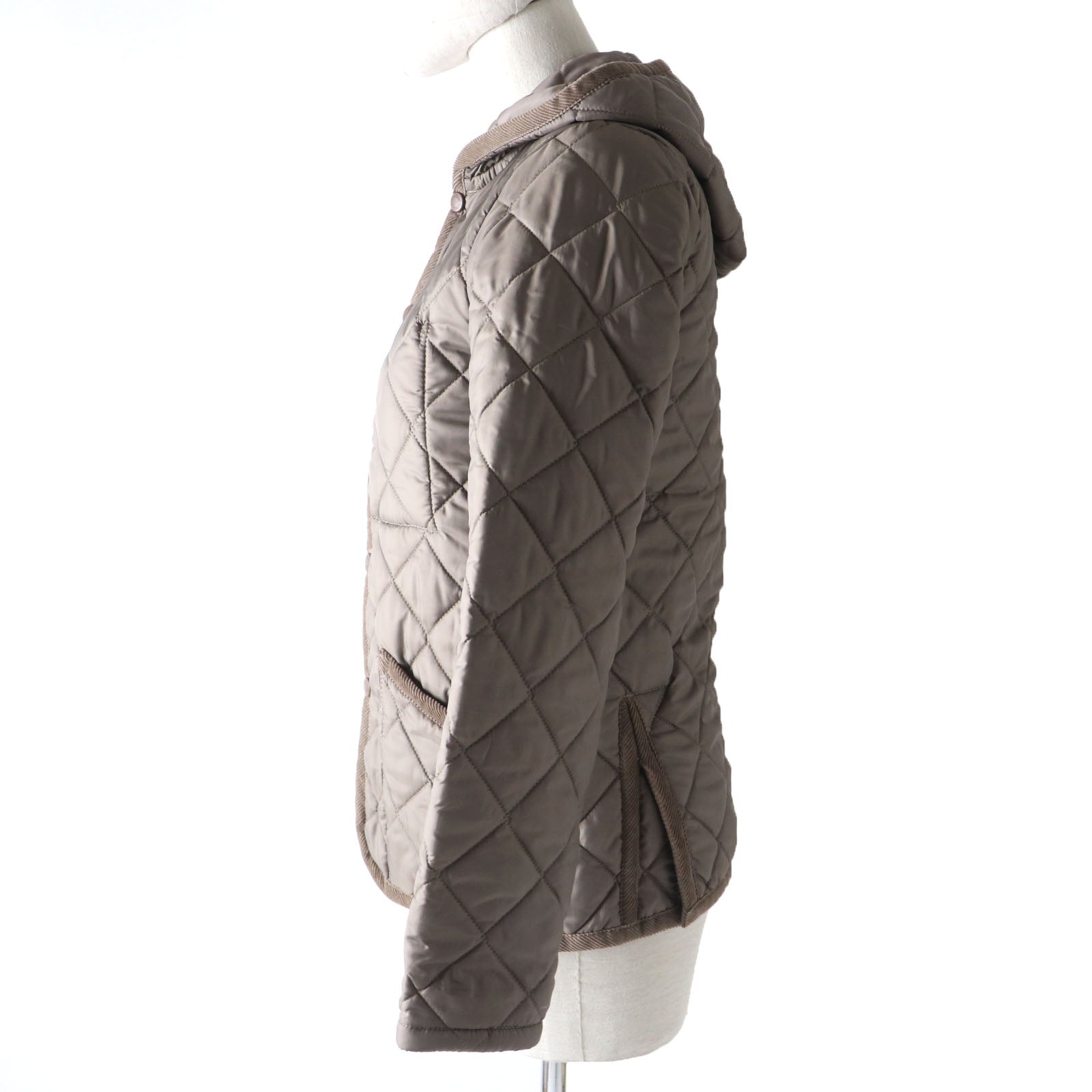 LAVENHAM Quilted Hooded Jacket Khaki Brown Women