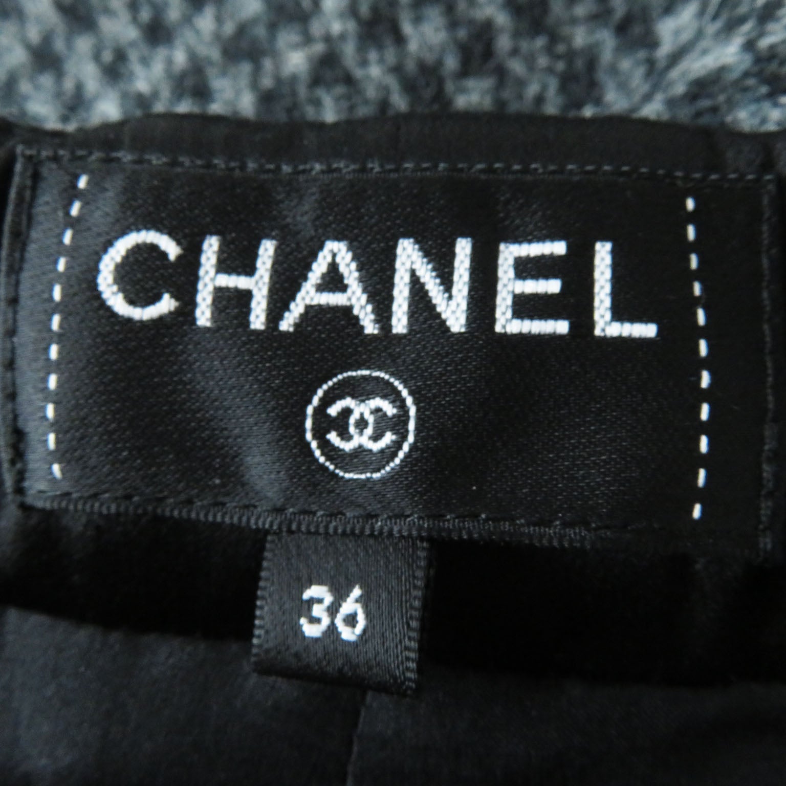 Chanel Wool Tweed Pants COCO Mark Gray 36