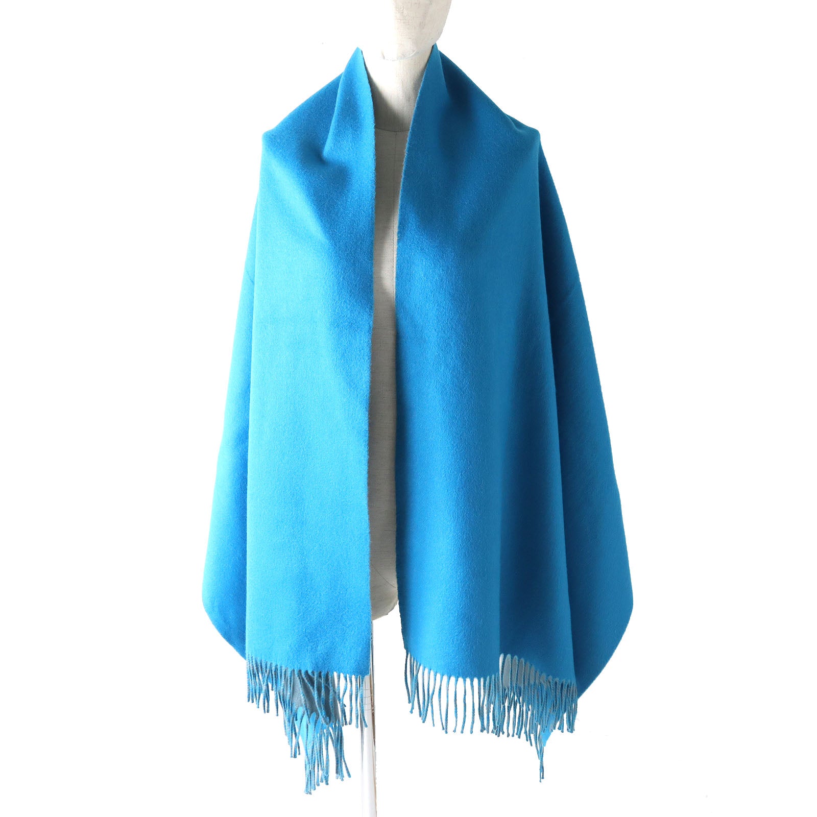 HERMES Cashmere Scarf with Fringe Blue