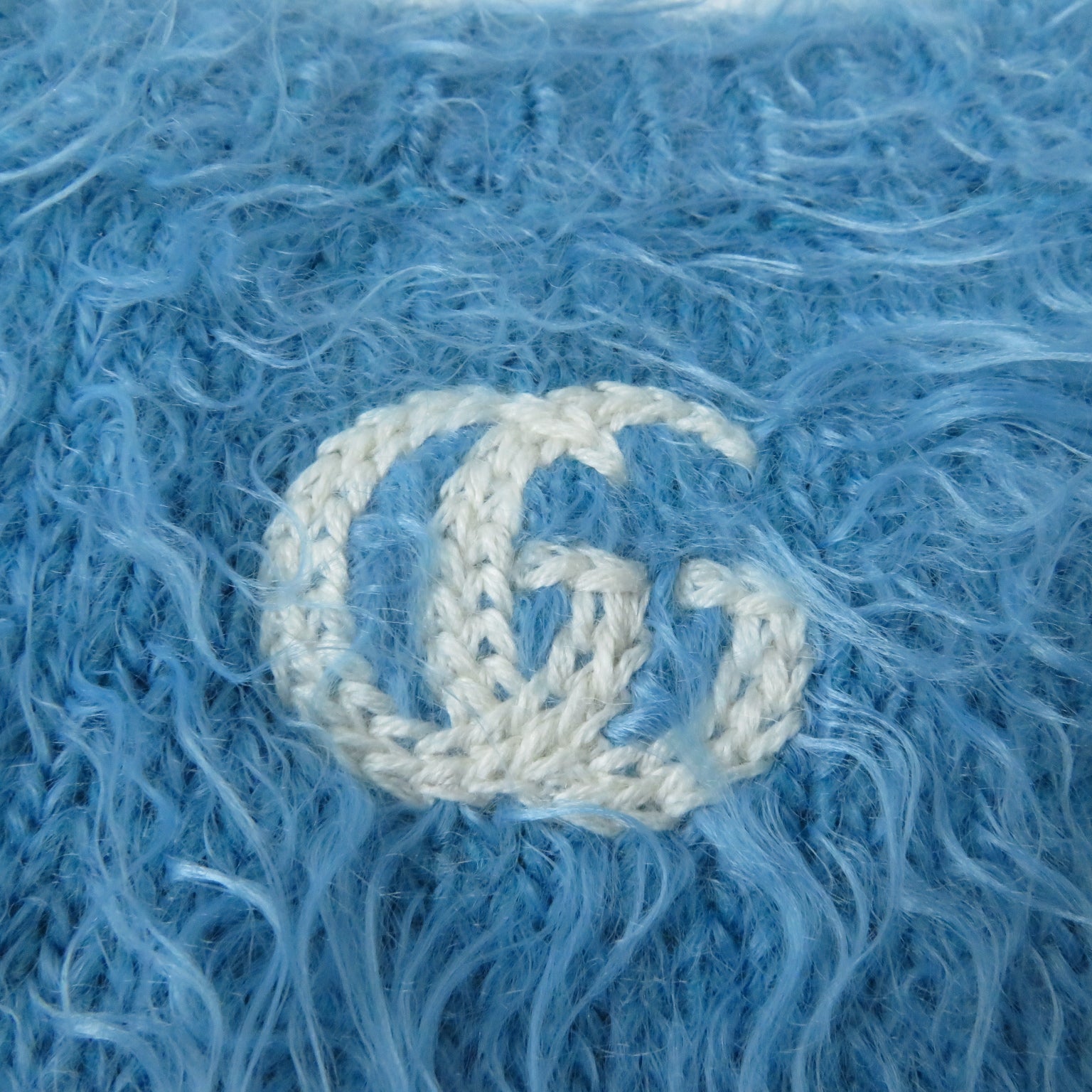 Gucci GG Embroidery Knit Blue XS Women