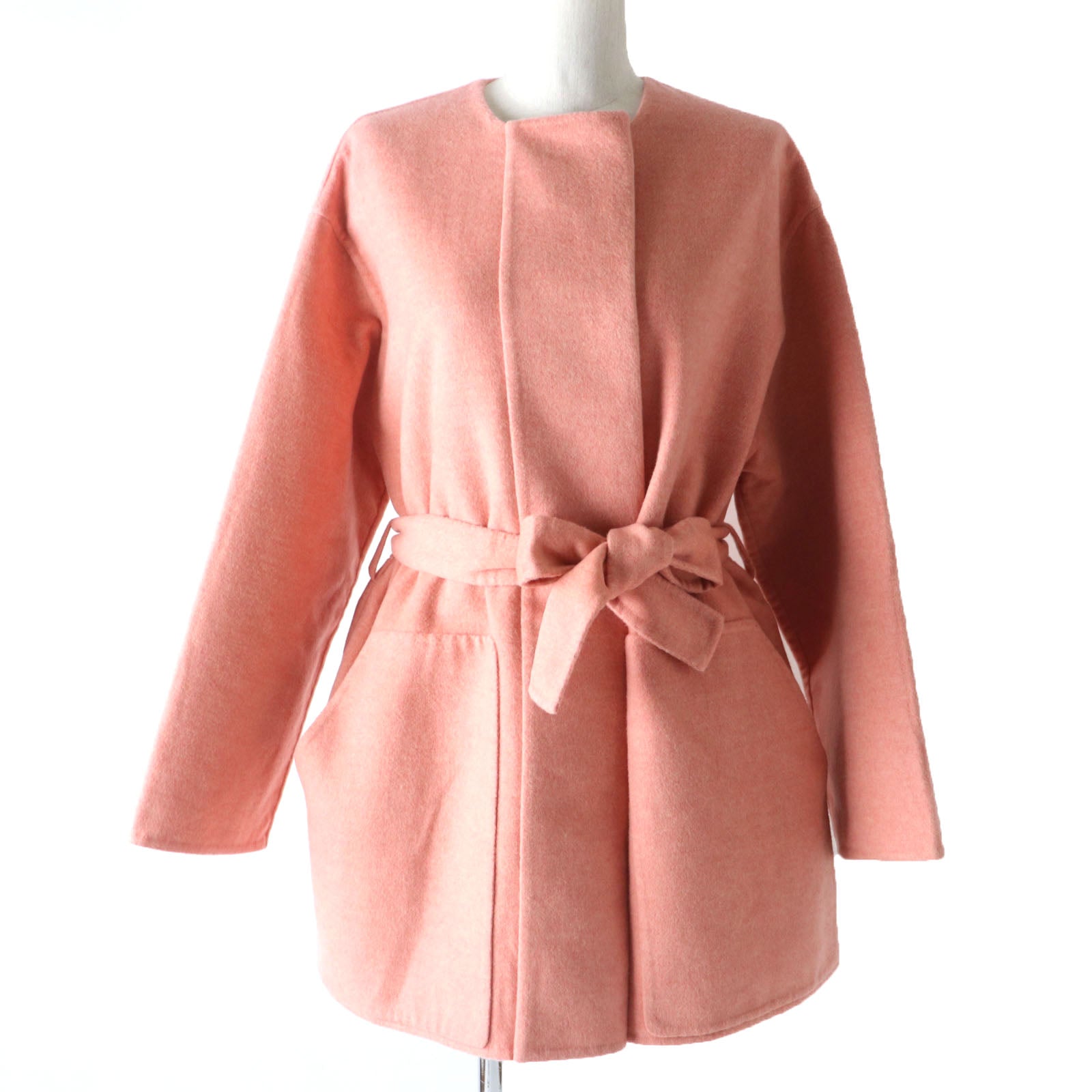 HERMES Cashmere Double-Face Coat Pink 40 Women