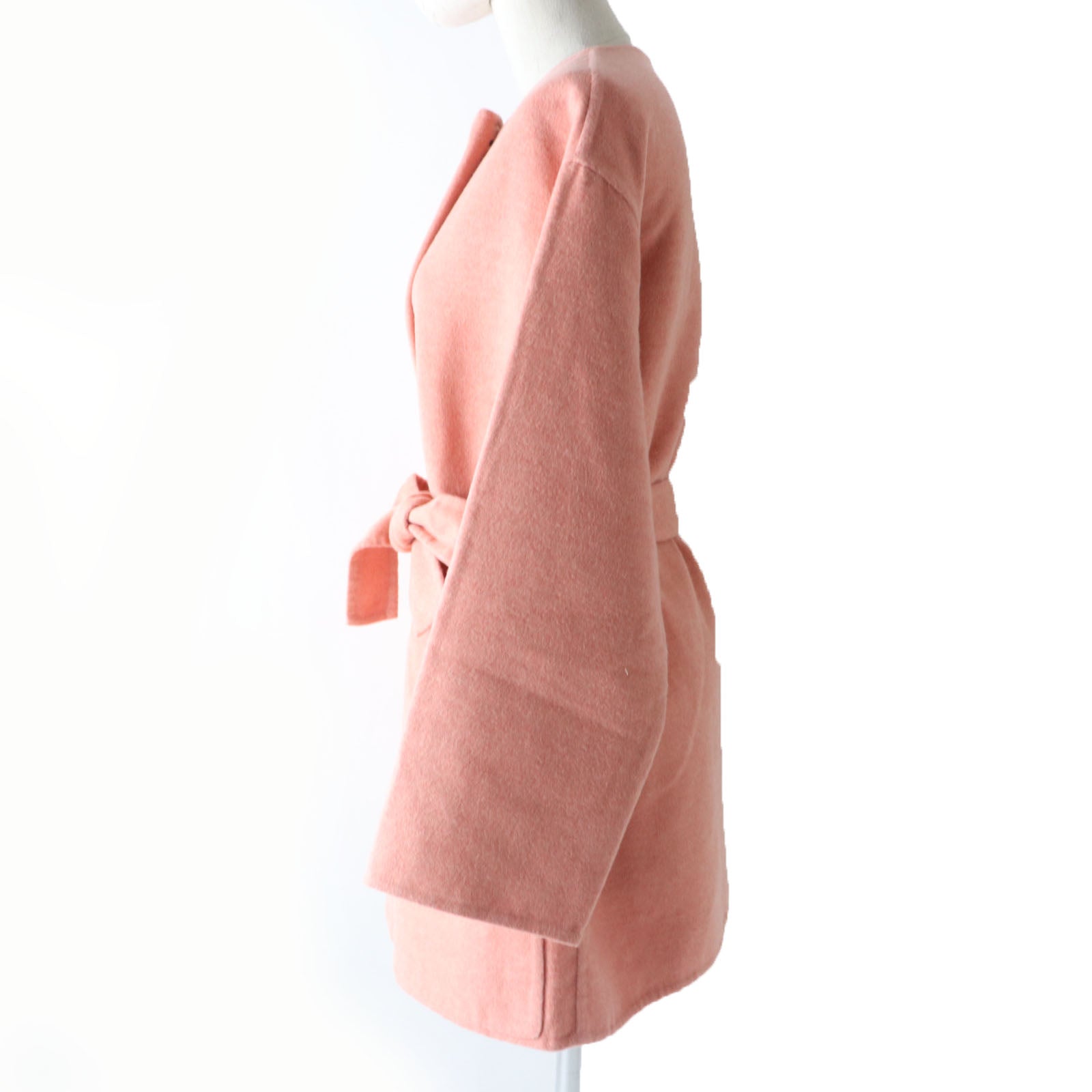 HERMES Cashmere Double-Face Coat Pink 40 Women