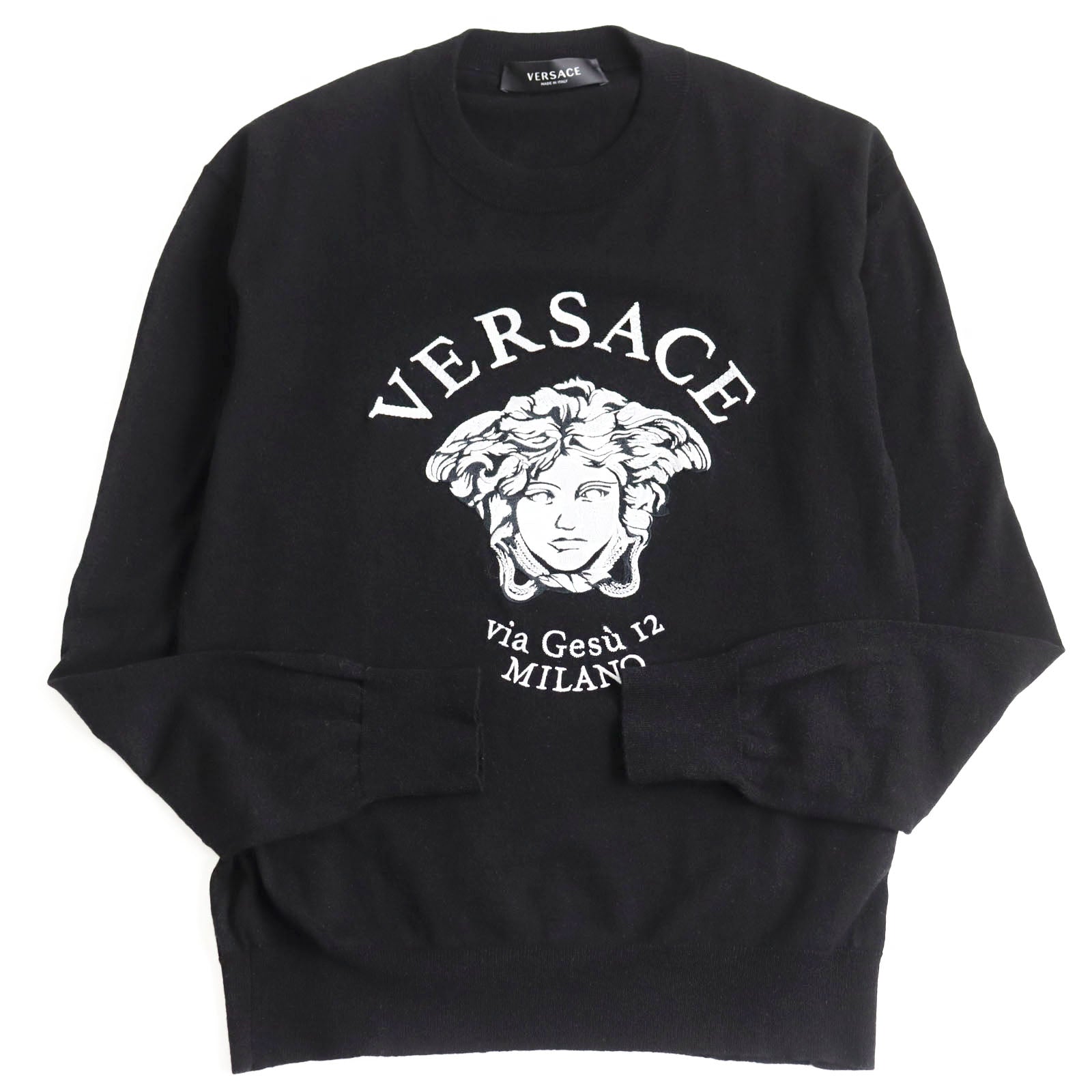 Versace Medusa Logo Embroidery Knit Black 46