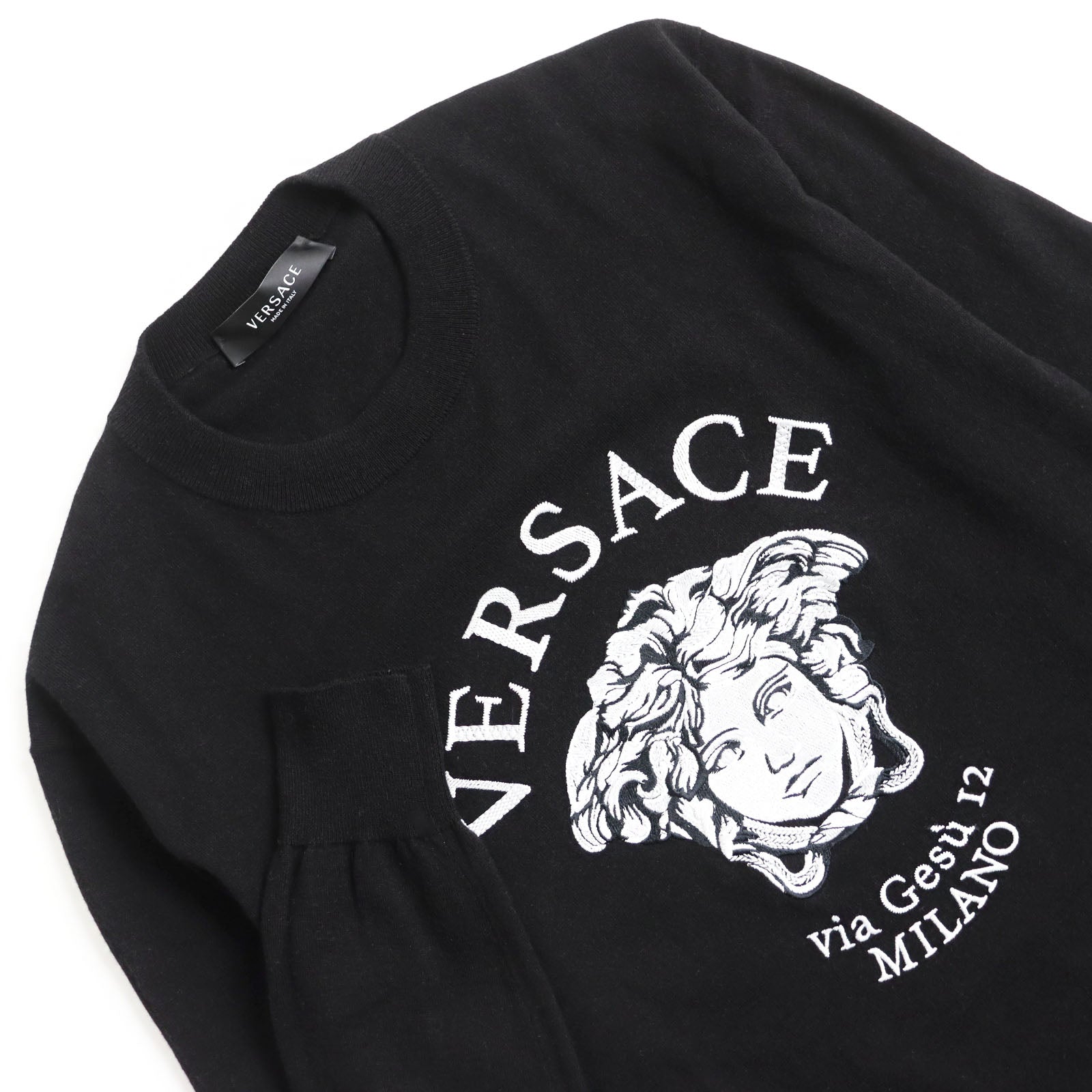 Versace Medusa Logo Embroidery Knit Black 46