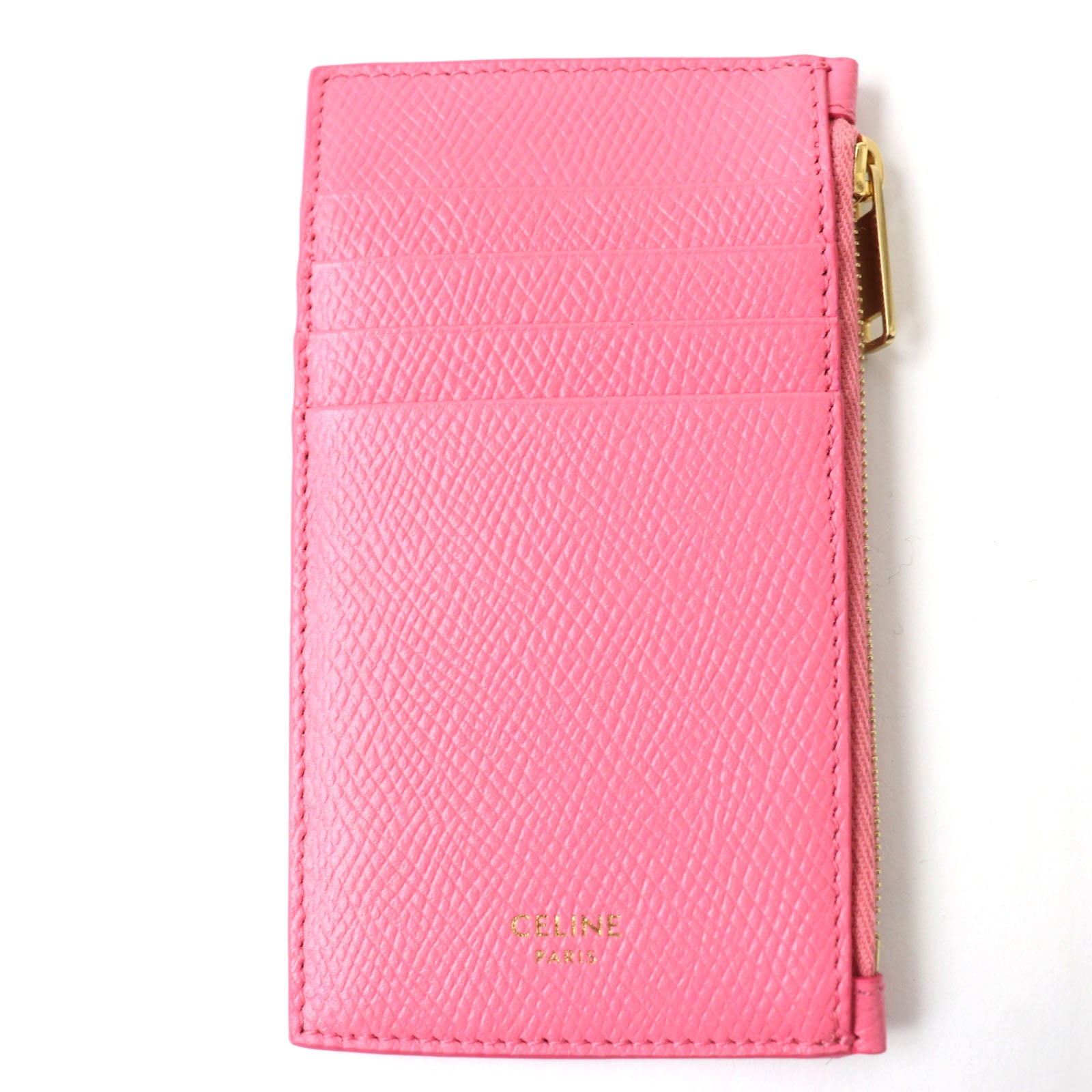 Celine Compact Zip Card Holder Leather Pink