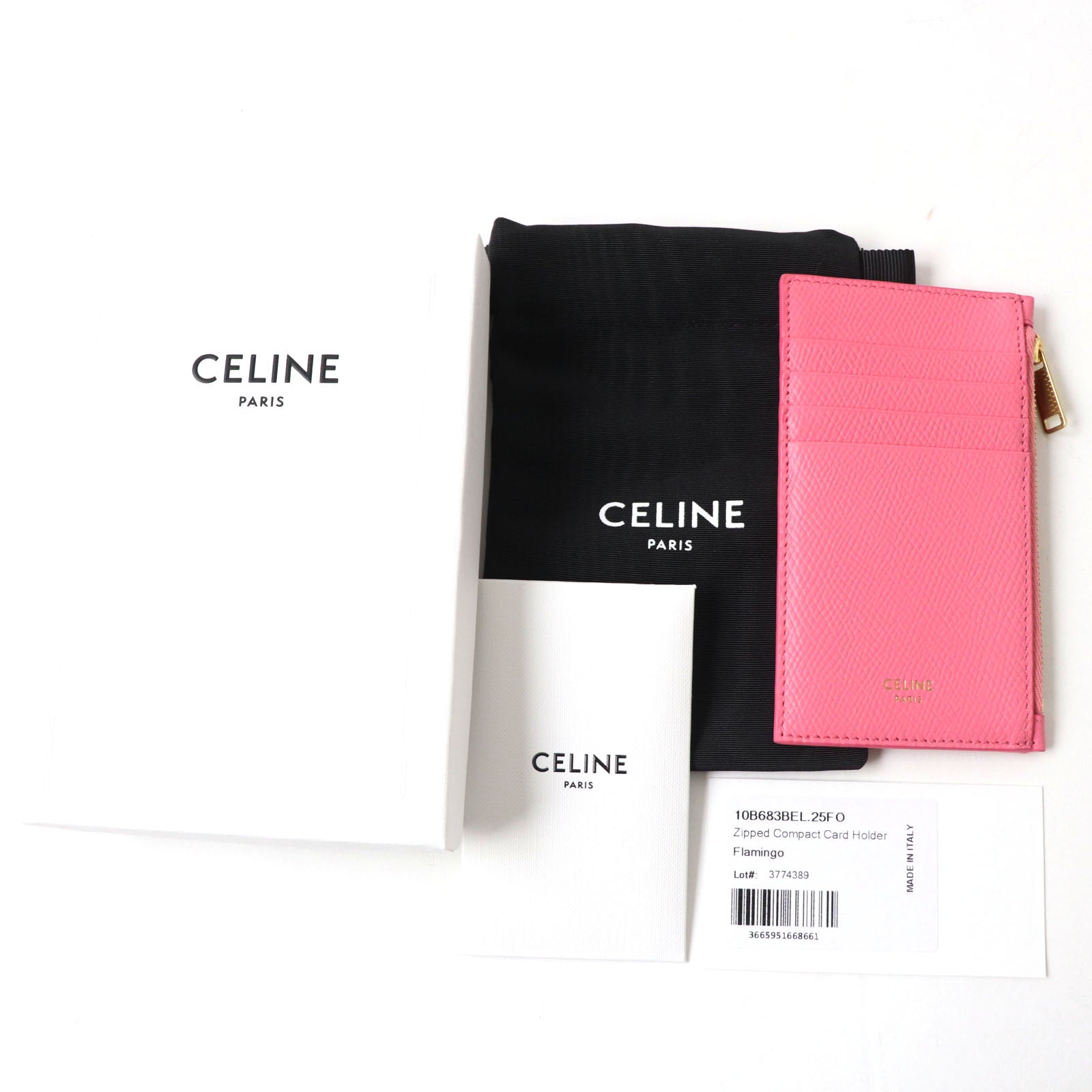 Celine Compact Zip Card Holder Leather Pink