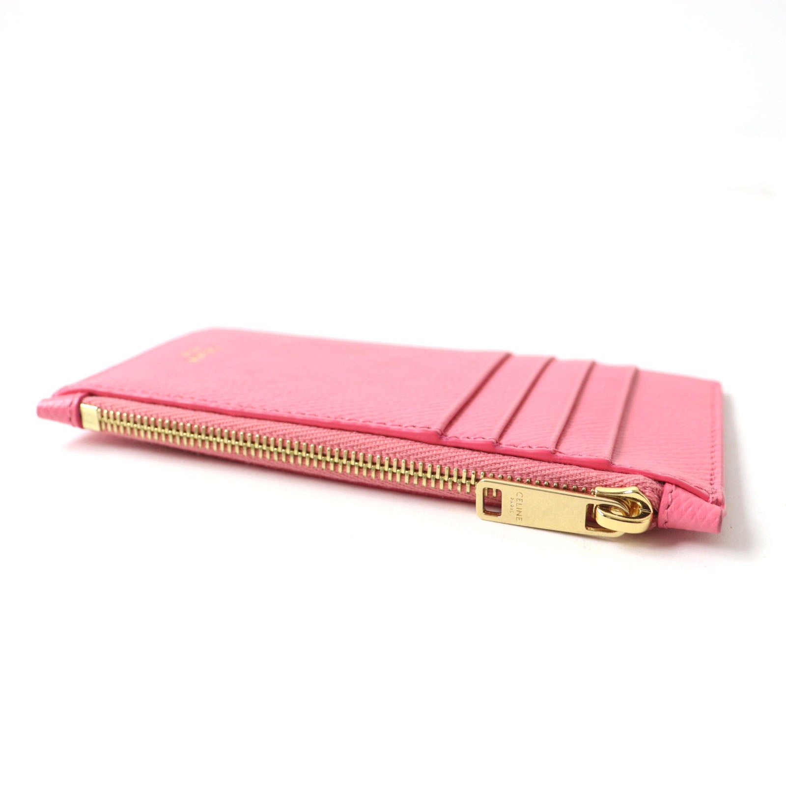 Celine Compact Zip Card Holder Leather Pink