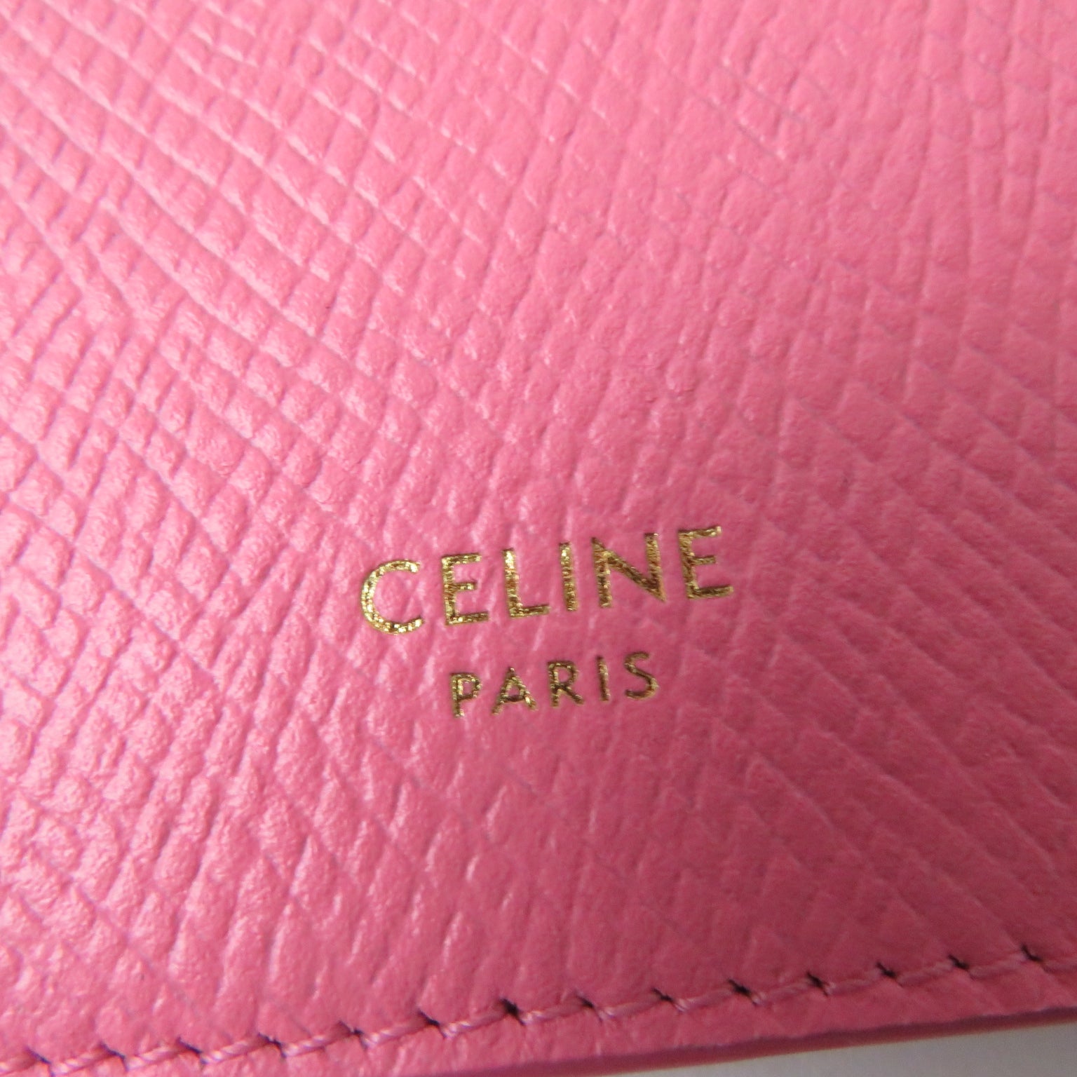 Celine Compact Zip Card Holder Leather Pink