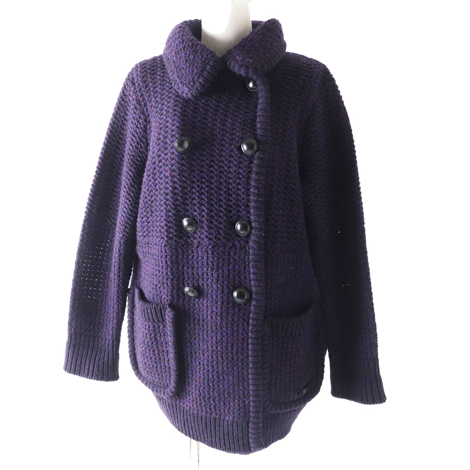 Burberry Wool Cashmere Logo Cardigan Purple Women