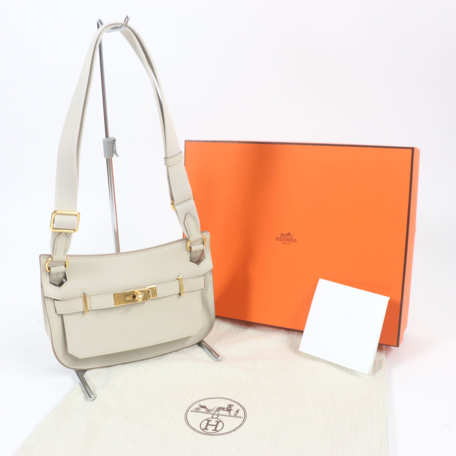 HERMES Gypsiere Mini Handbag Beton Gold