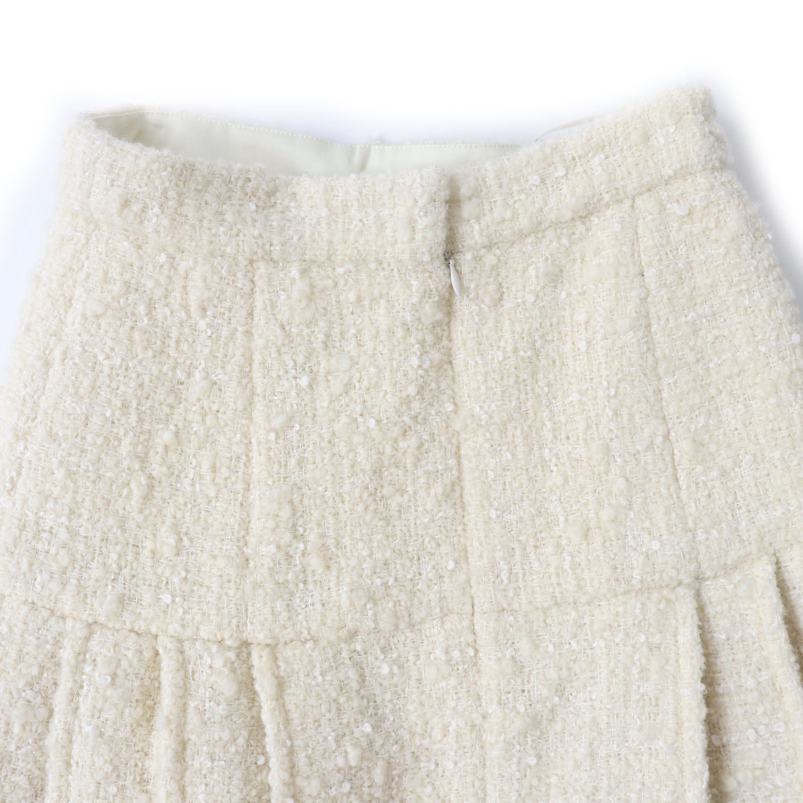 Chanel Tweed Skirt Wool Nylon Silk Ivory 36