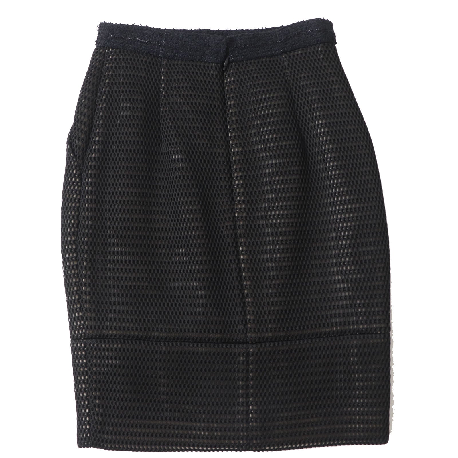 Chanel Nylon Silk Tight Skirt Black 34