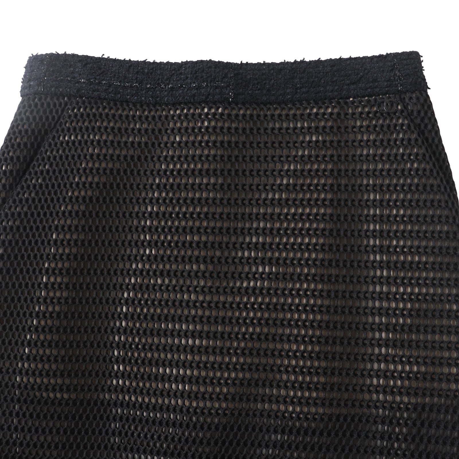 Chanel Nylon Silk Tight Skirt Black 34