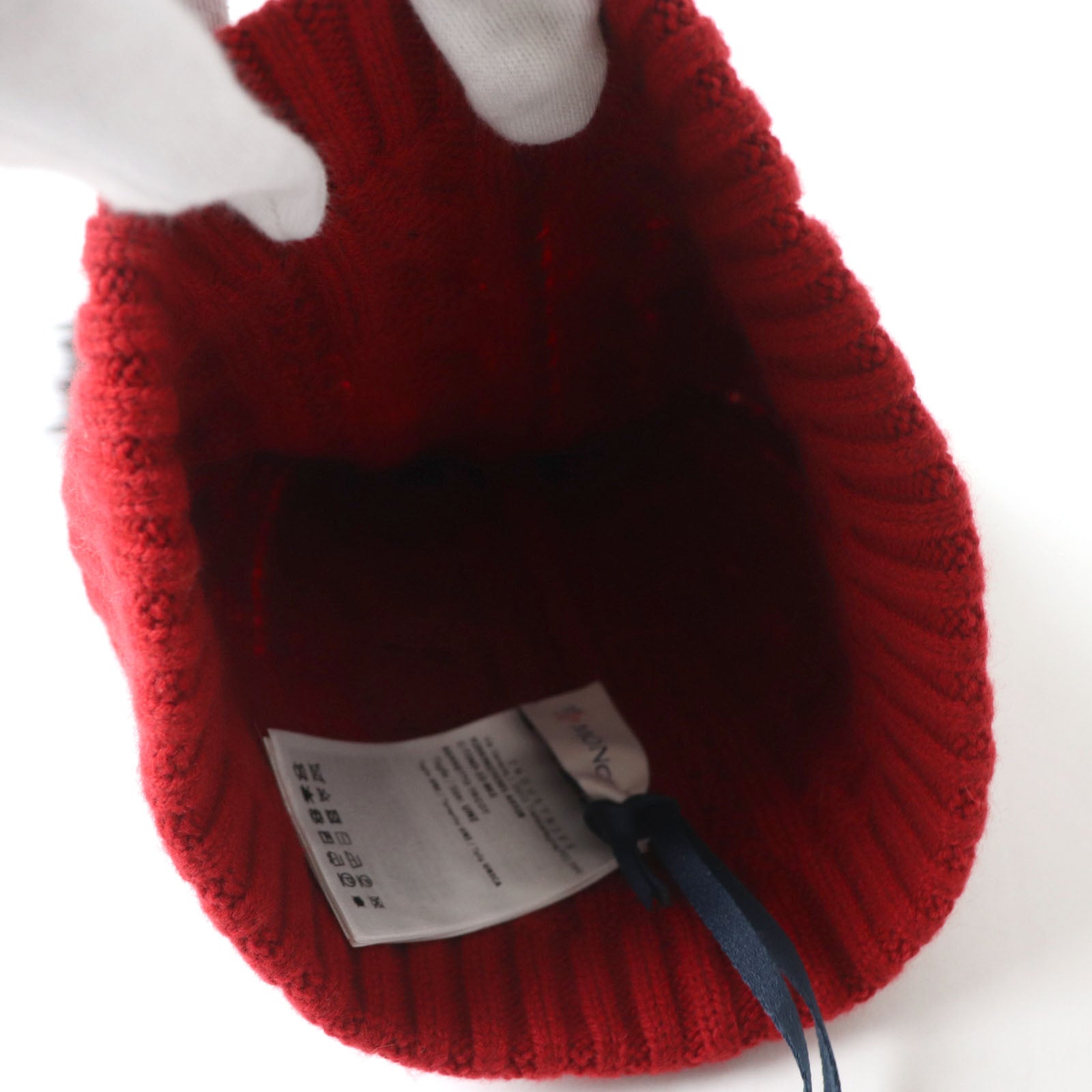 Moncler Wool Cashmere Fox Fur Knit Cap Red