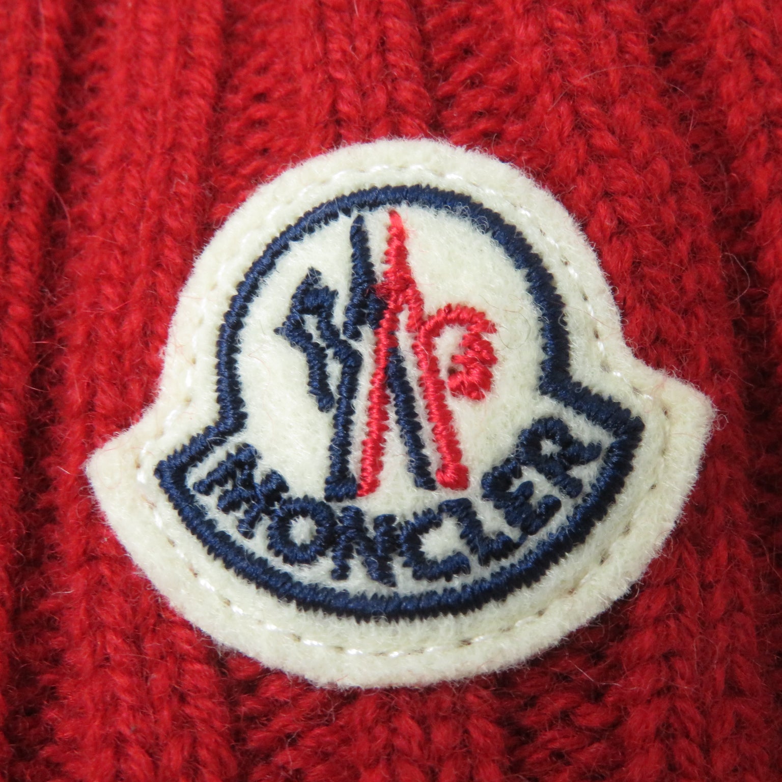 Moncler Wool Cashmere Fox Fur Knit Cap Red