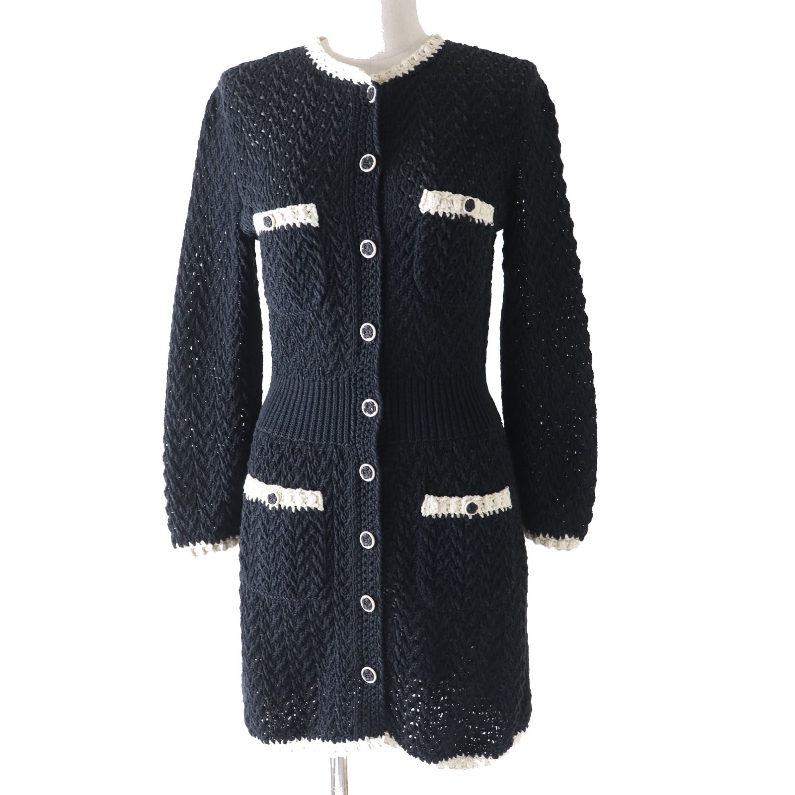 Chanel Silk Cotton COCO Mark Button Dress