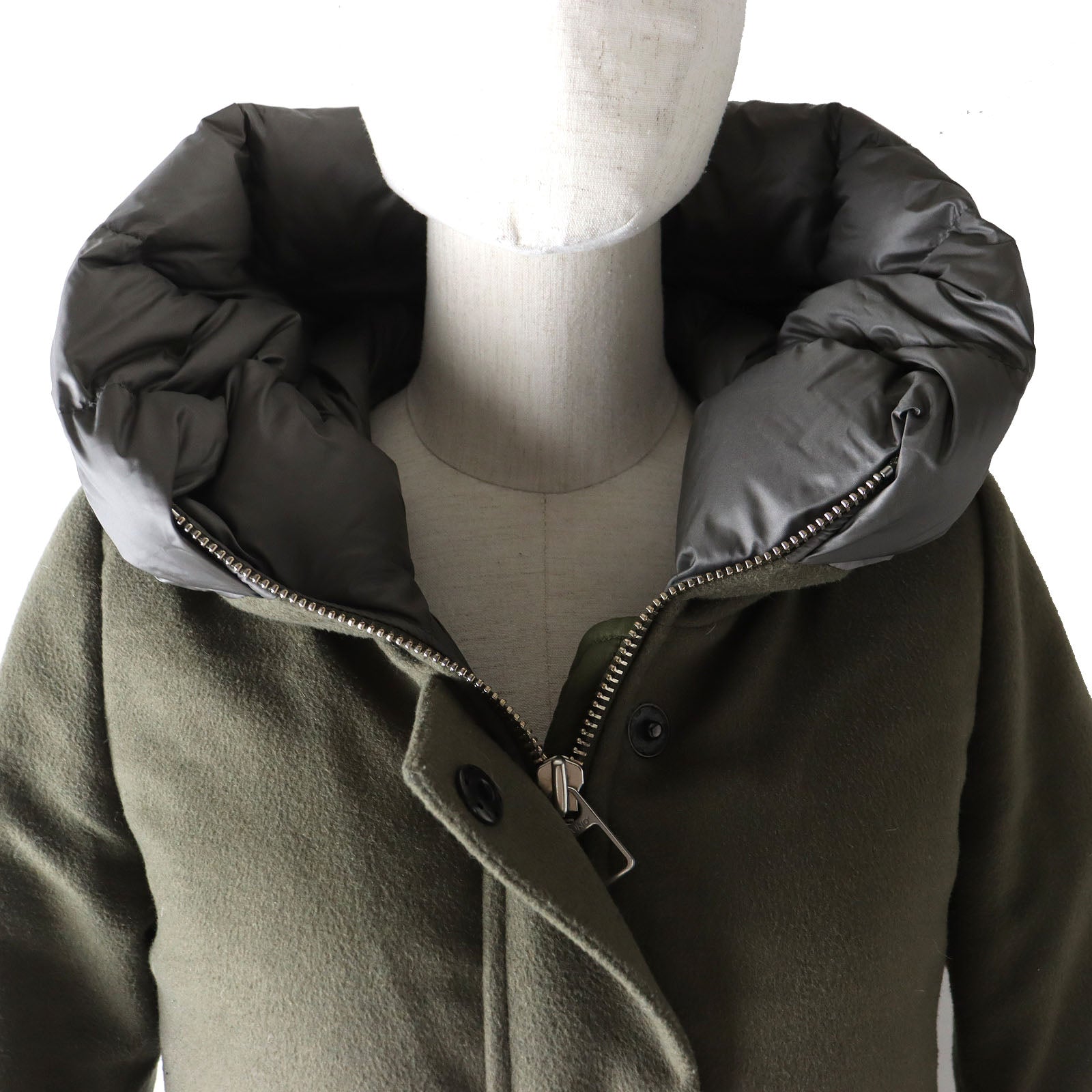 DUNO 7DUBALLONX Wool Rayon Down Coat Khaki Women