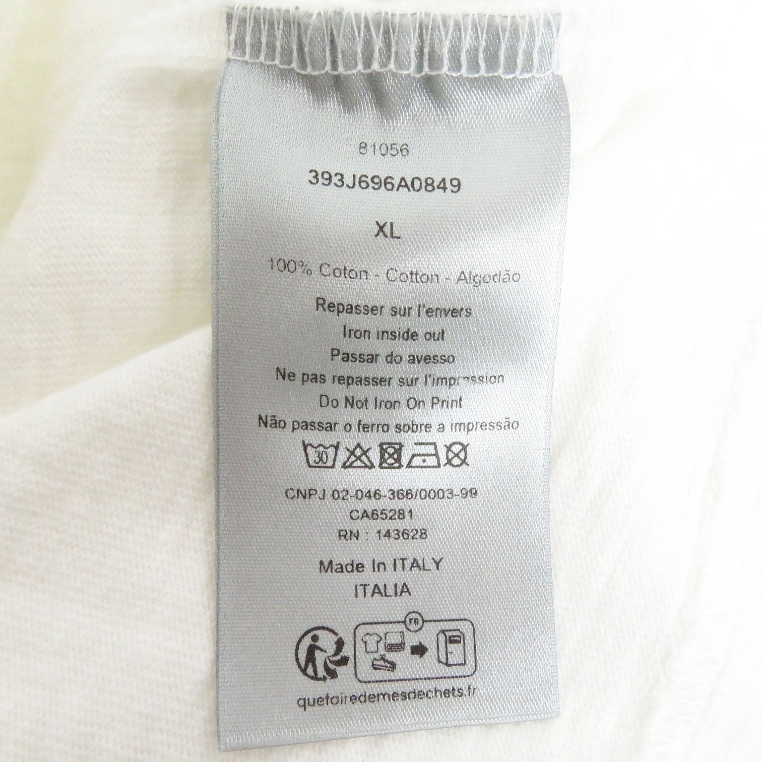 DIOR Slub Cotton Crew Neck T-Shirt White XL