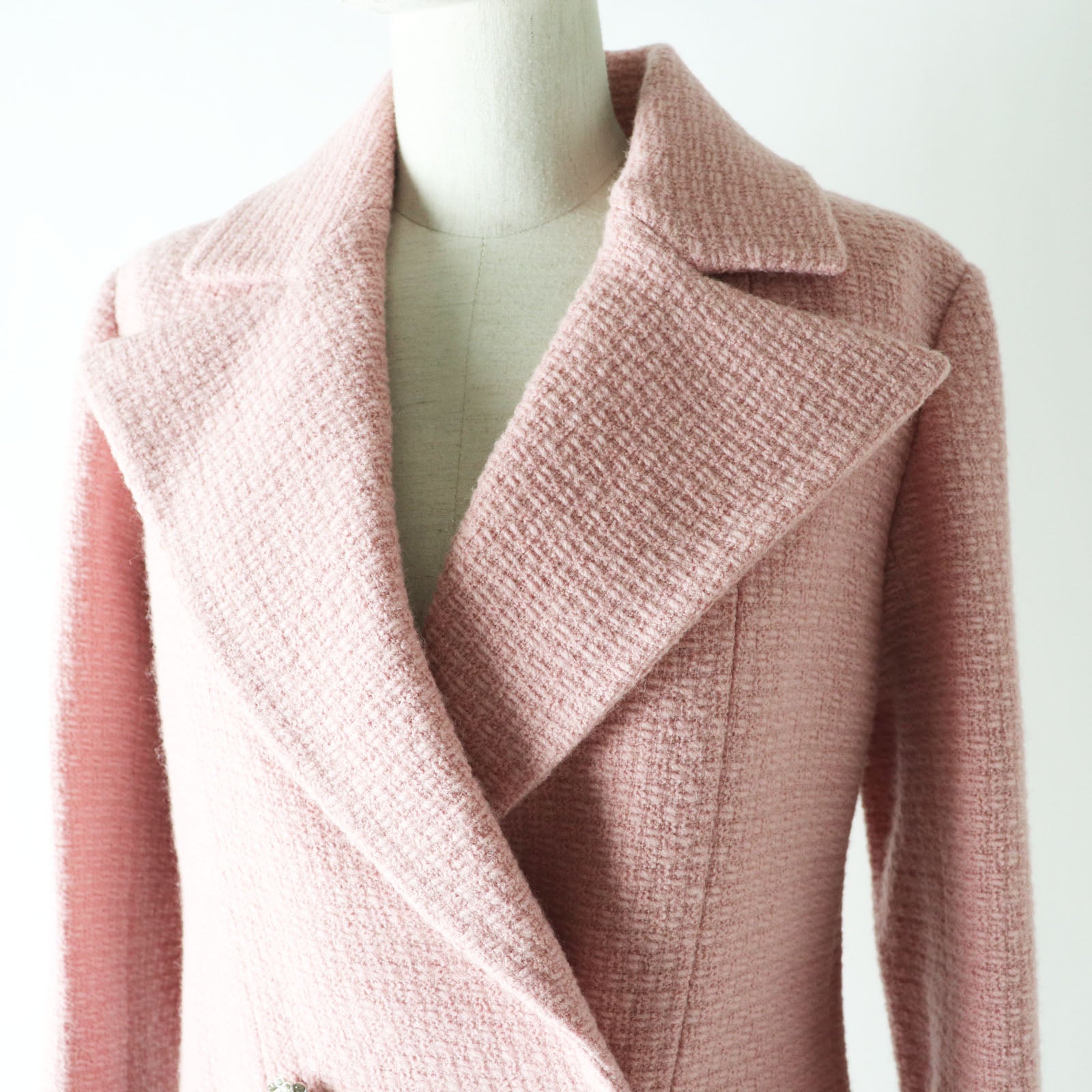 Chanel Wool COCO Mark Button Jacket Pink