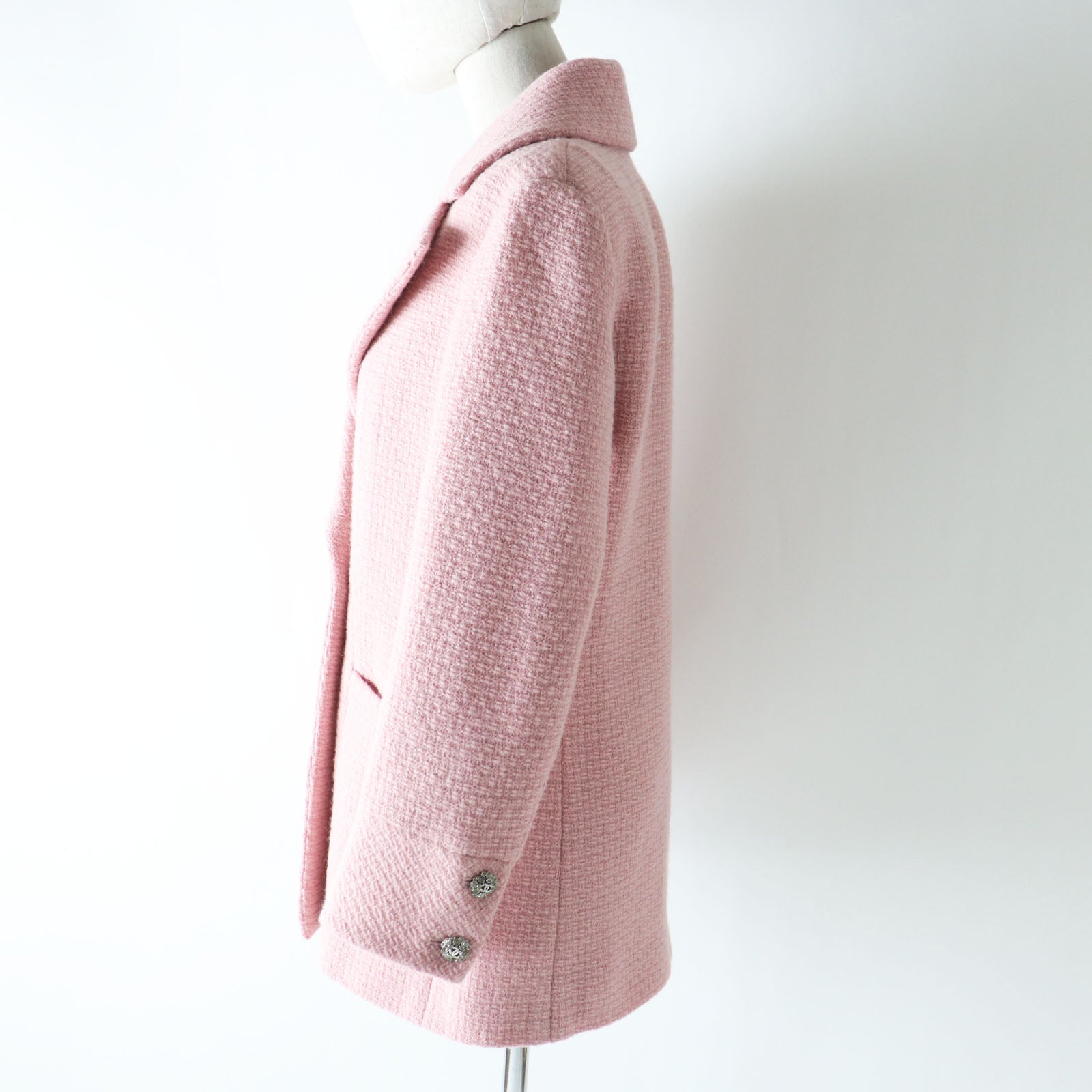 Chanel Wool COCO Mark Button Jacket Pink