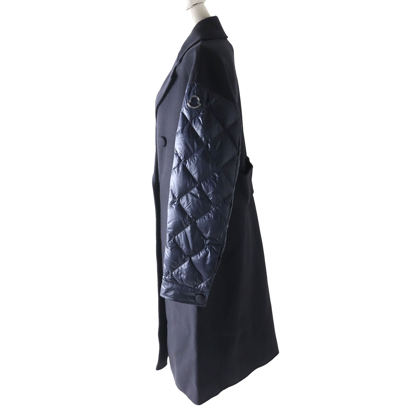 Moncler Wool Cashmere Sleeve Down Jacket Navy Women