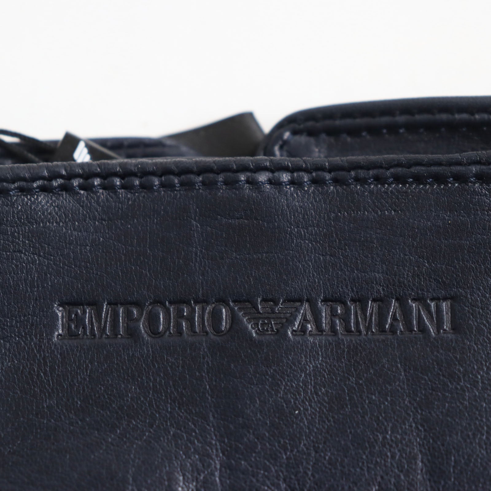 Emporio Armani Lamb Leather Wool Gloves Navy S