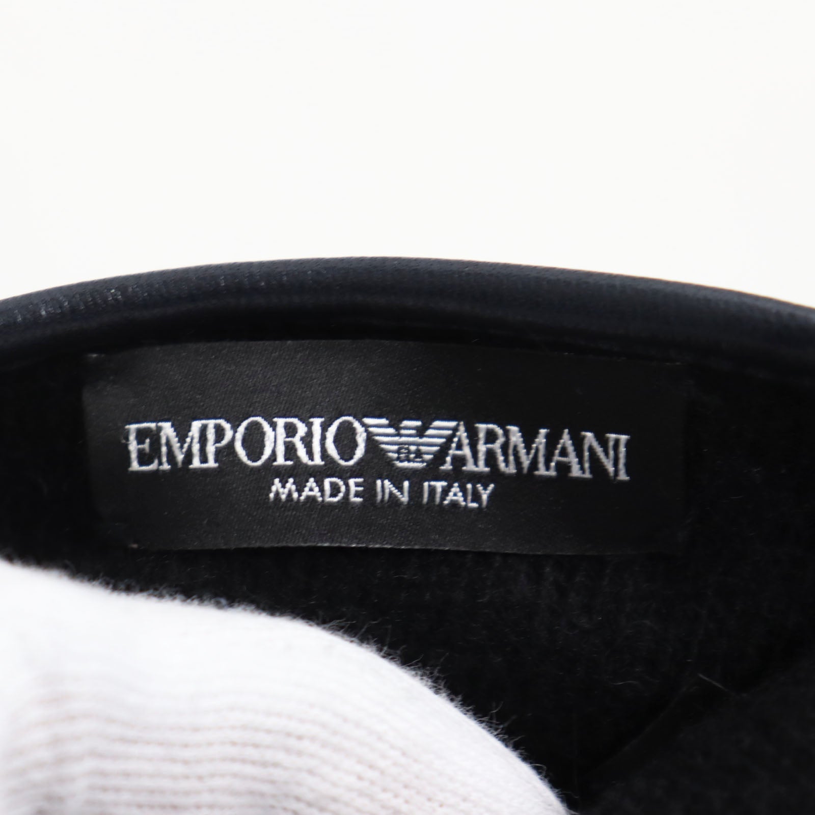 Emporio Armani Lamb Leather Wool Gloves Navy S