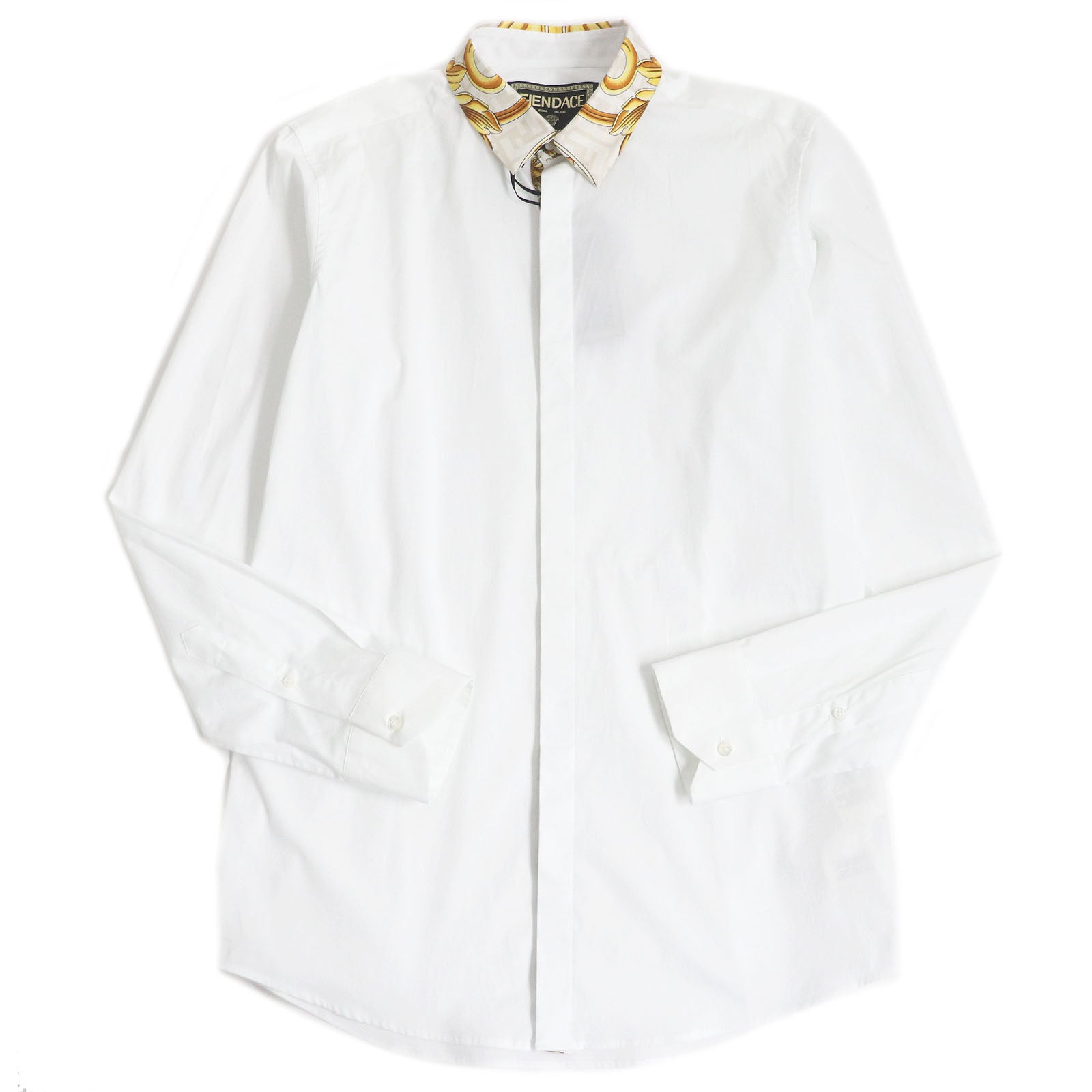 Fendi Versace Baroque Collar Long Sleeve Shirt