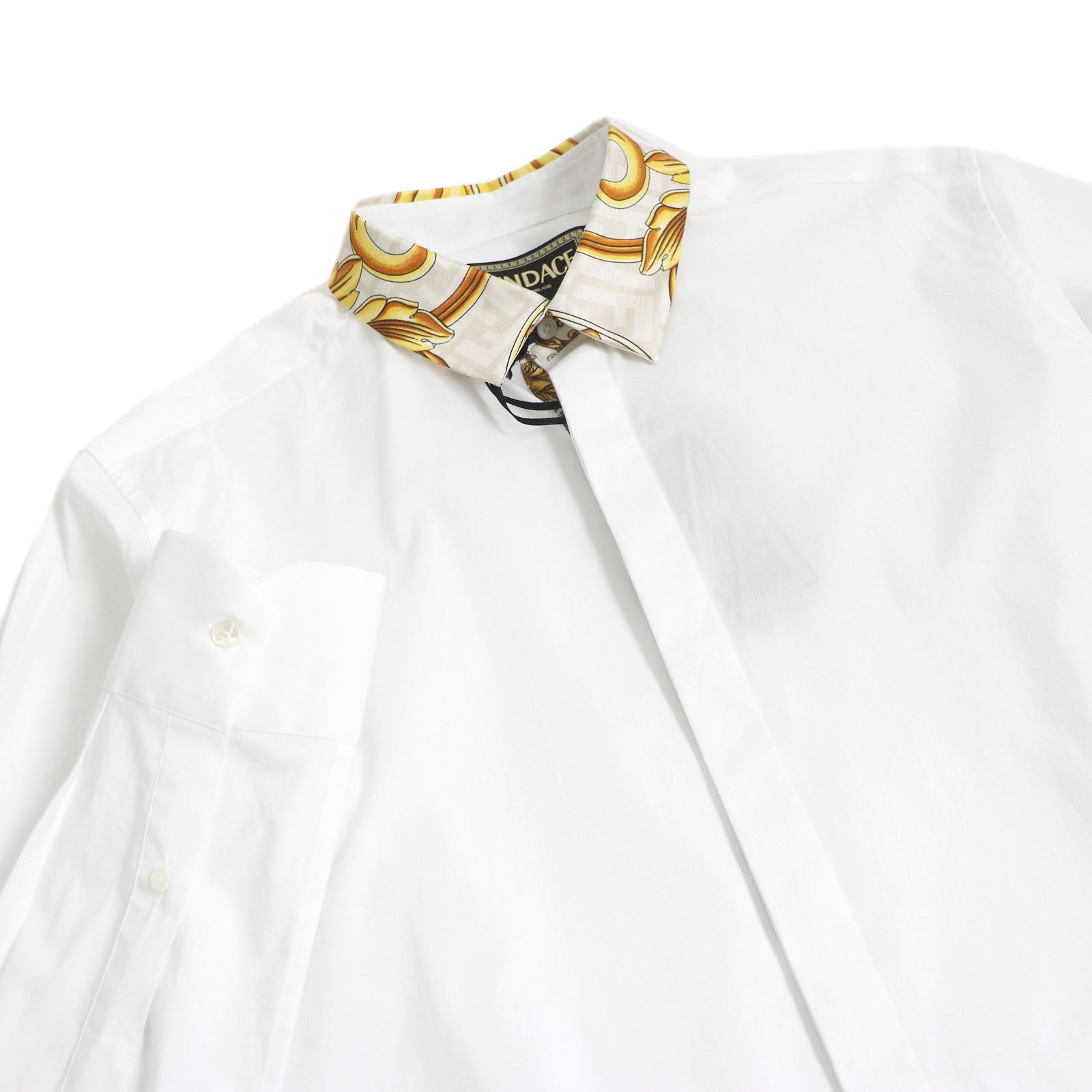 Fendi Versace Baroque Collar Long Sleeve Shirt