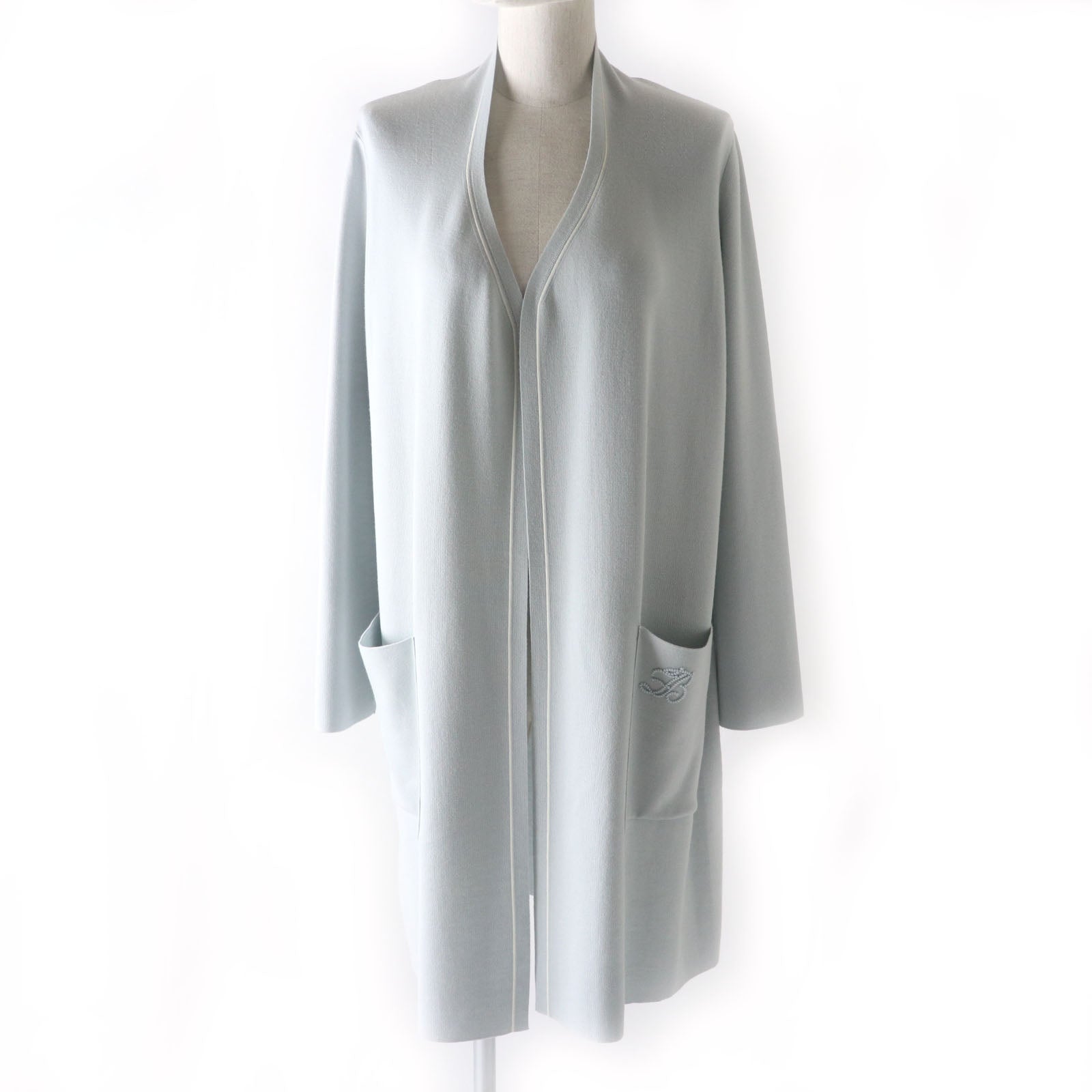 FOXEY Lucca Wool Logo Embroidered Long Cardigan