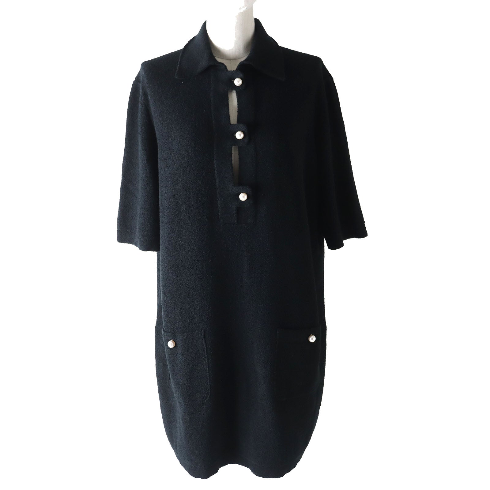 Chanel Cotton Nylon Dress Black 38 Women