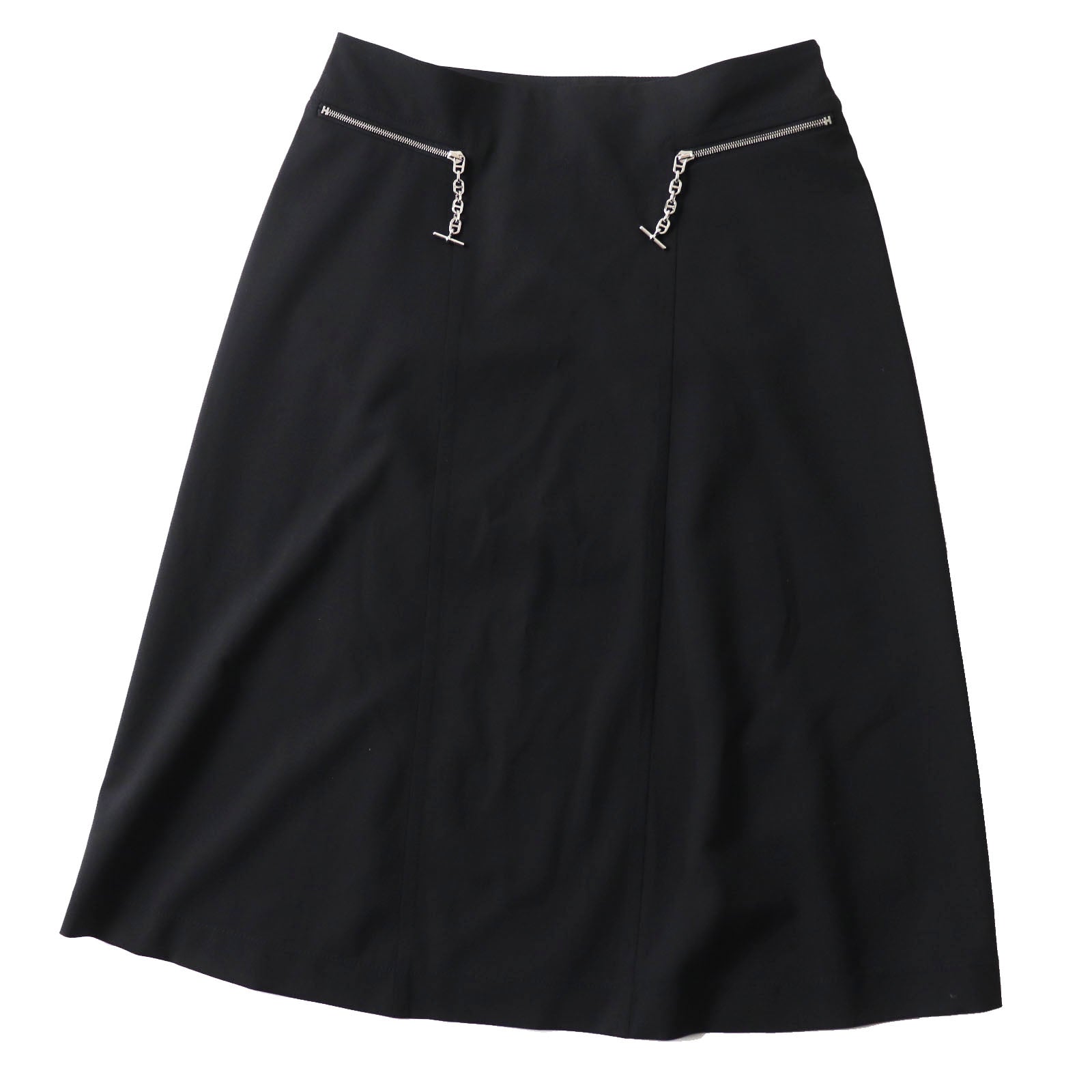 Hermes Wool Chaine d'Ancre Skirt Black