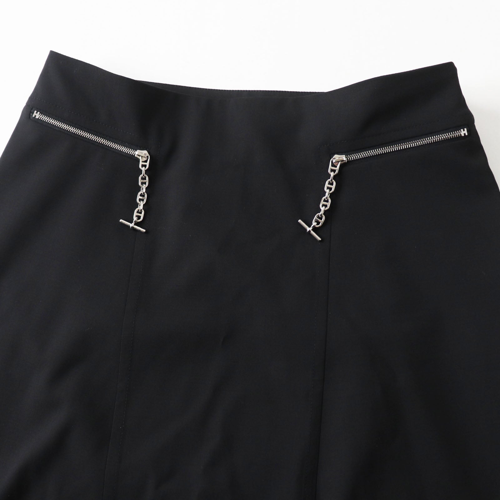 Hermes Wool Chaine d'Ancre Skirt Black