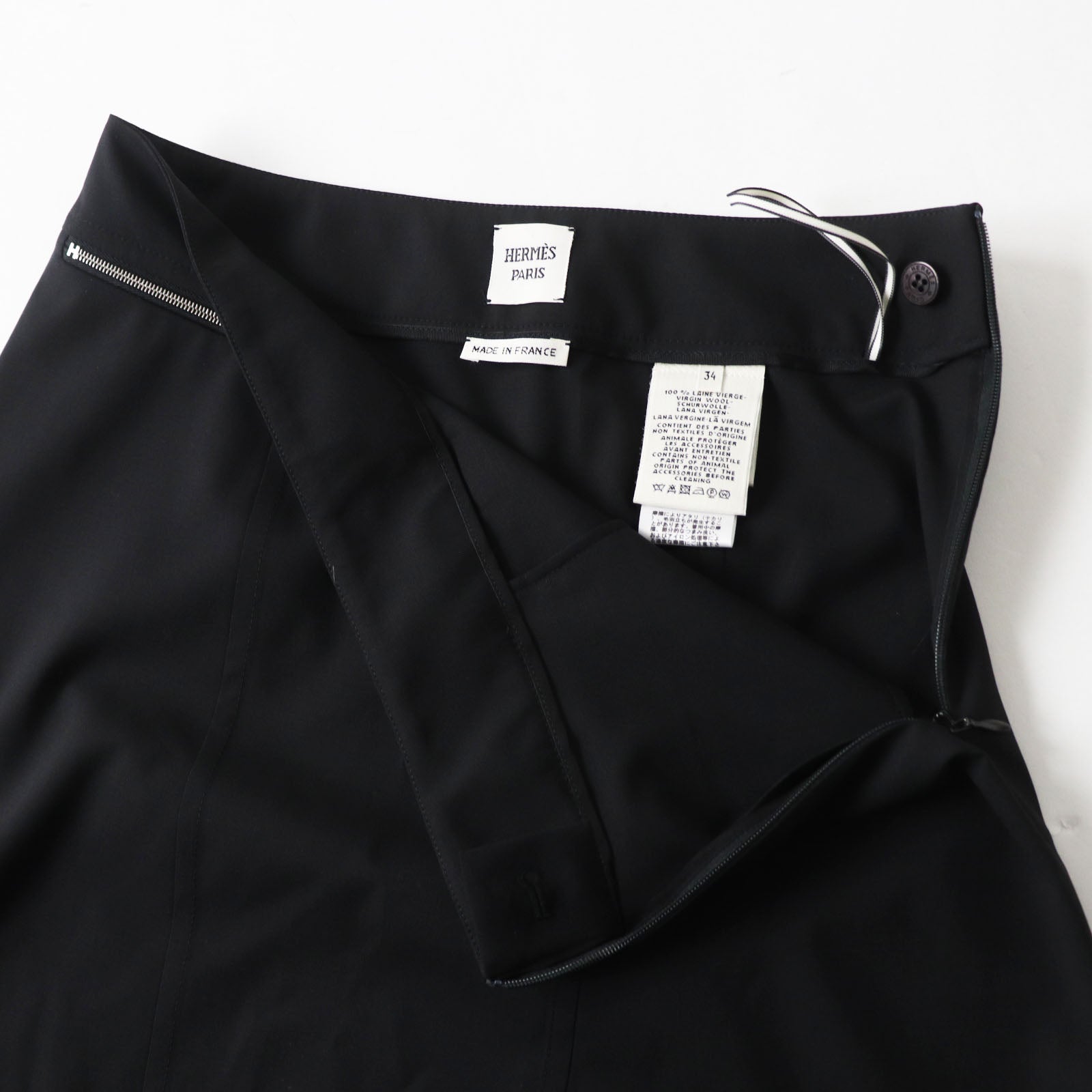 Hermes Wool Chaine d'Ancre Skirt Black