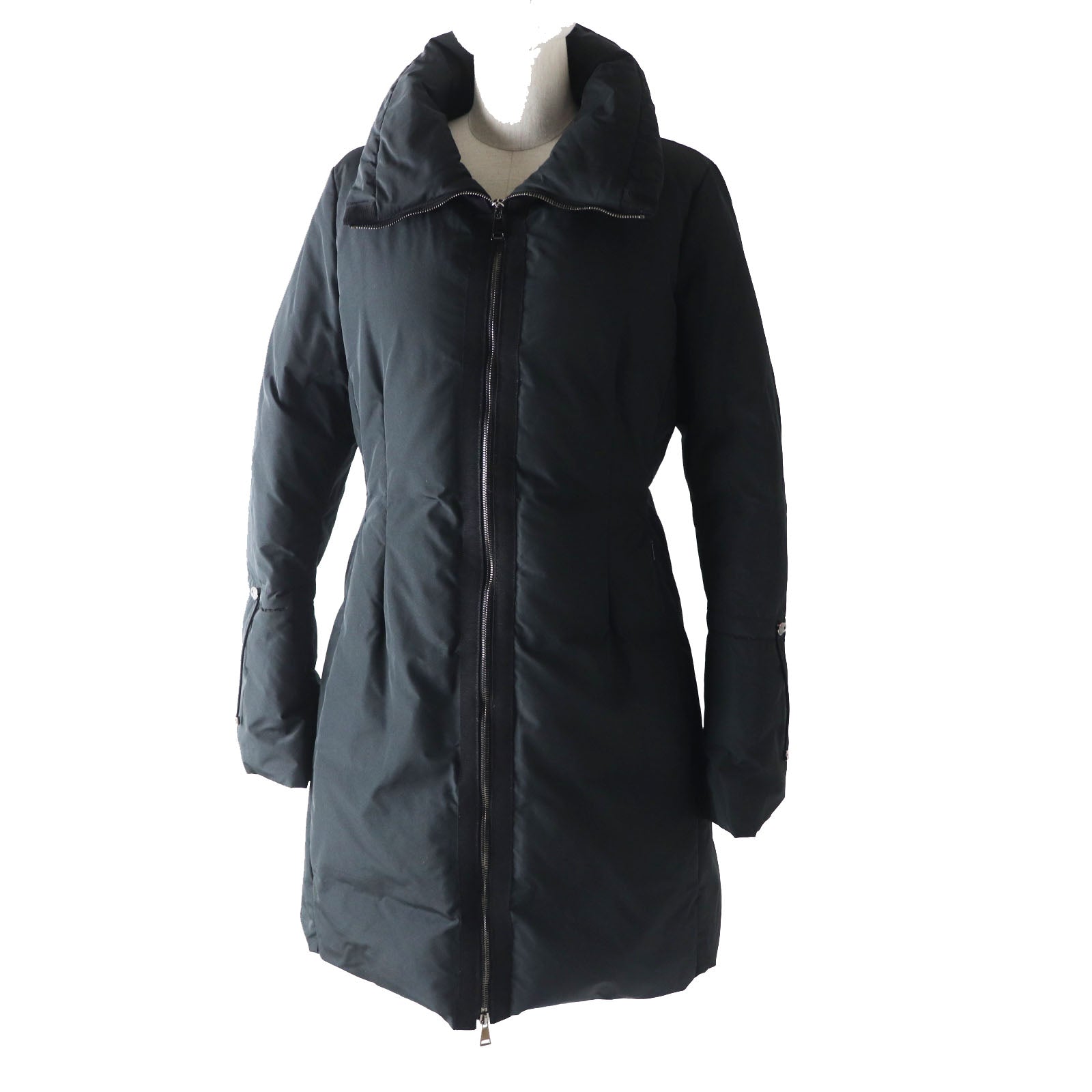 Moncler ALNUS Nylon Stand Collar Long Down Coat Women