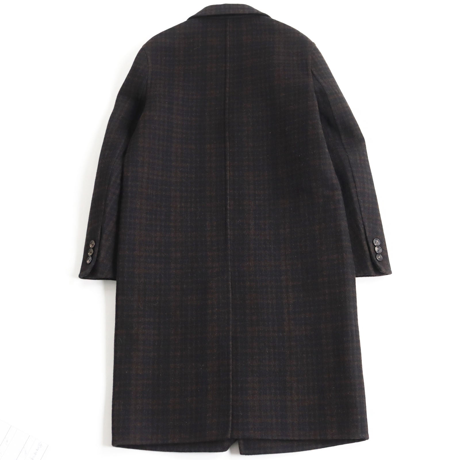 Bottega Veneta Wool Long Melton Chester Coat Brown Black