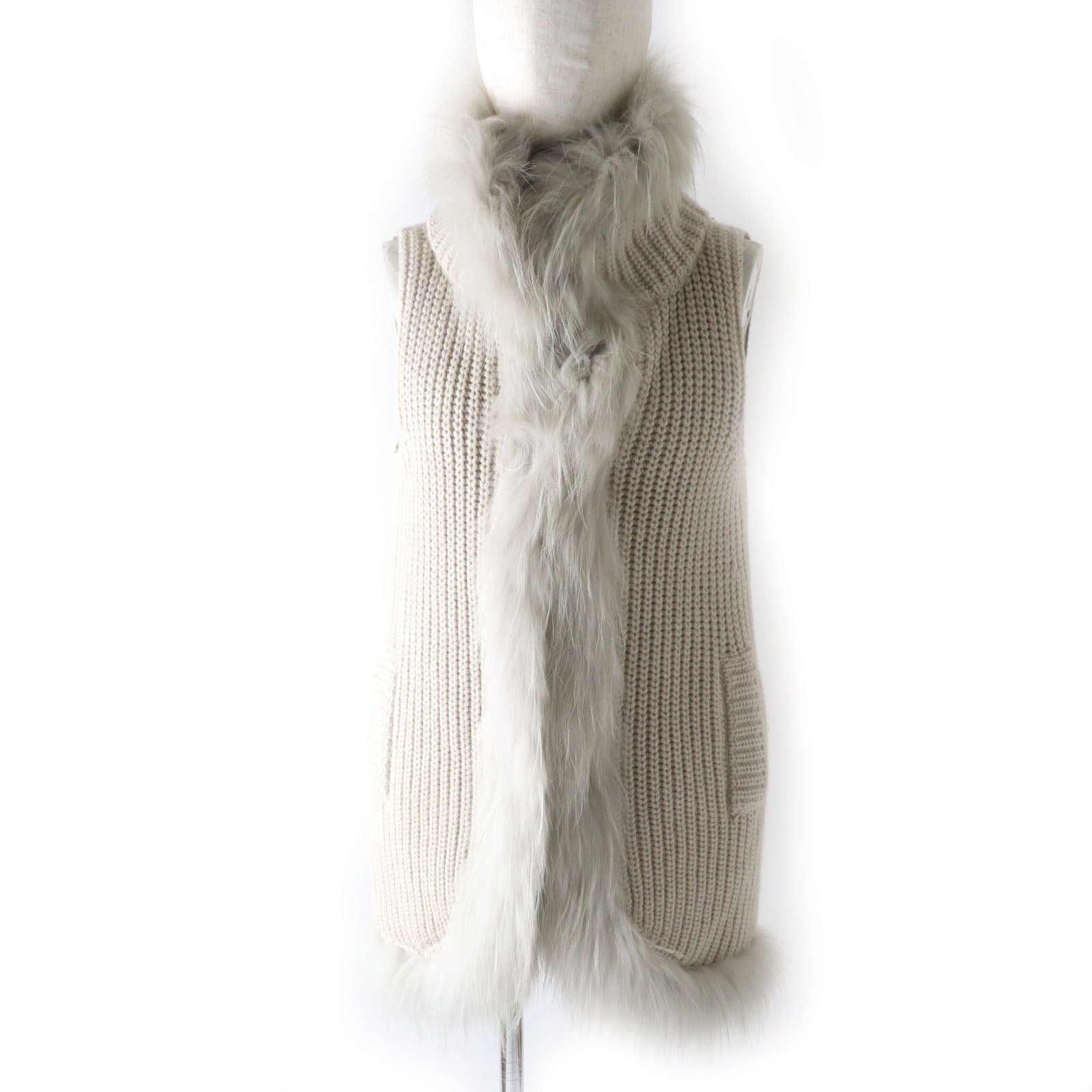 Herno Reversible Cashmere Down Vest with Fur Trim