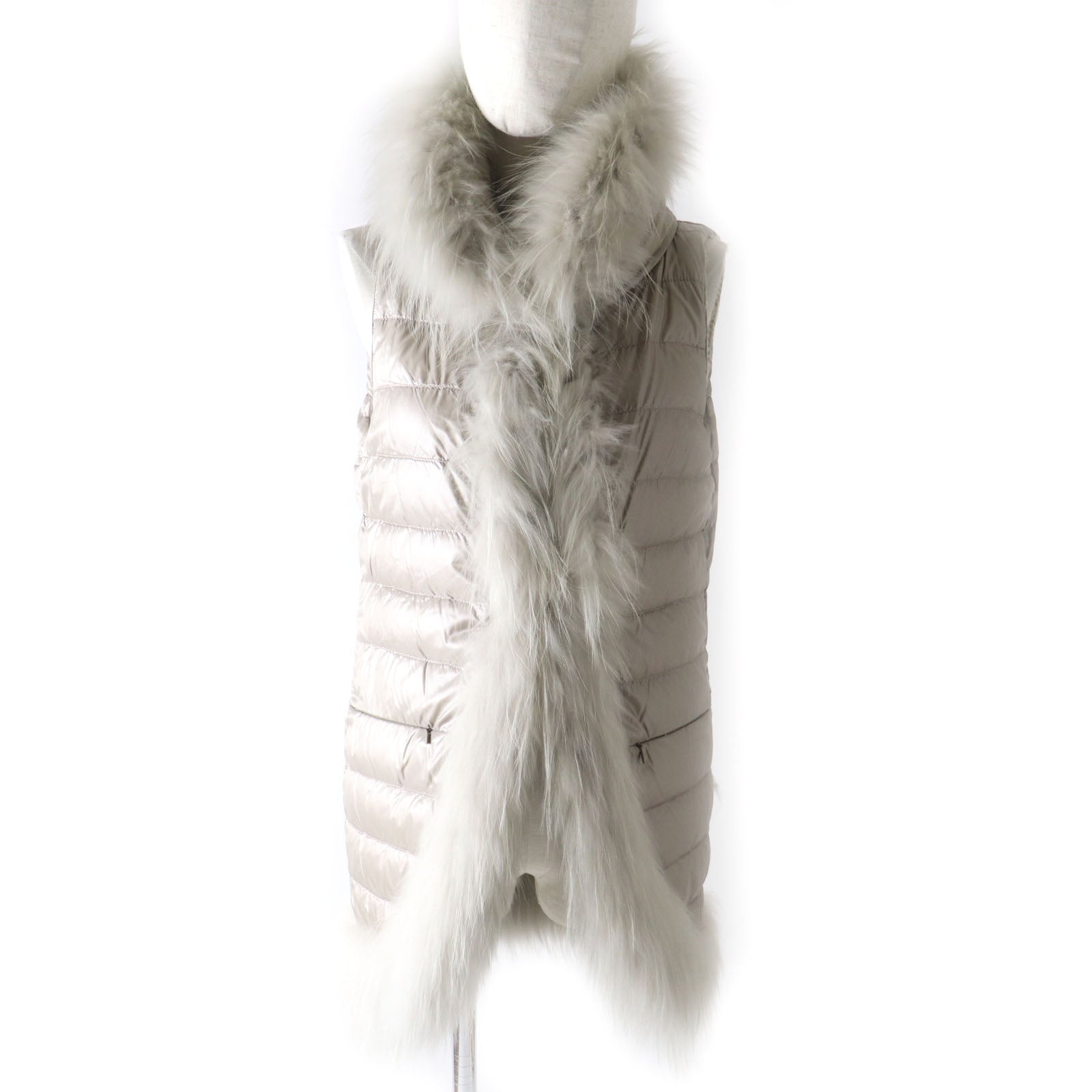 Herno Reversible Cashmere Down Vest with Fur Trim