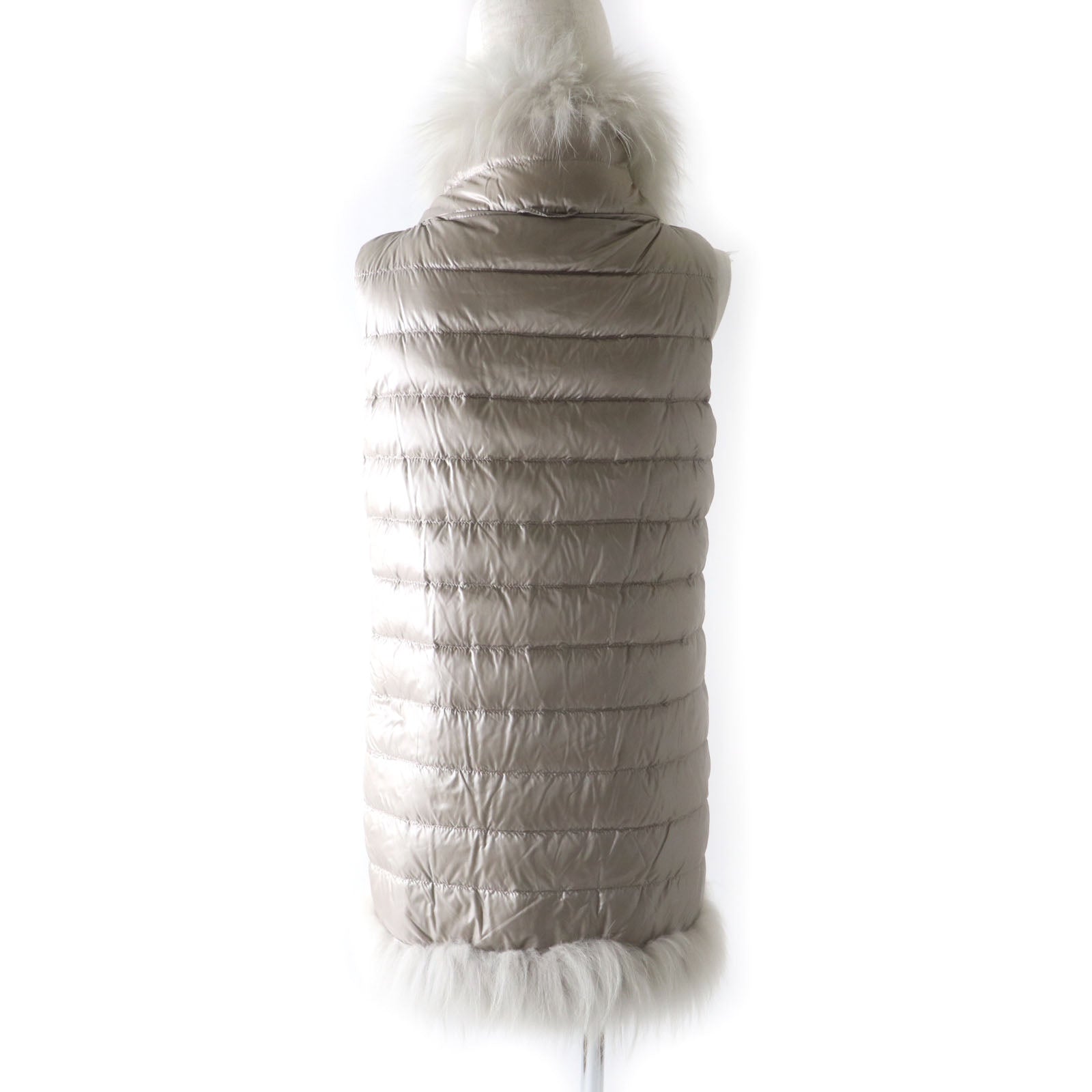 Herno Reversible Cashmere Down Vest with Fur Trim