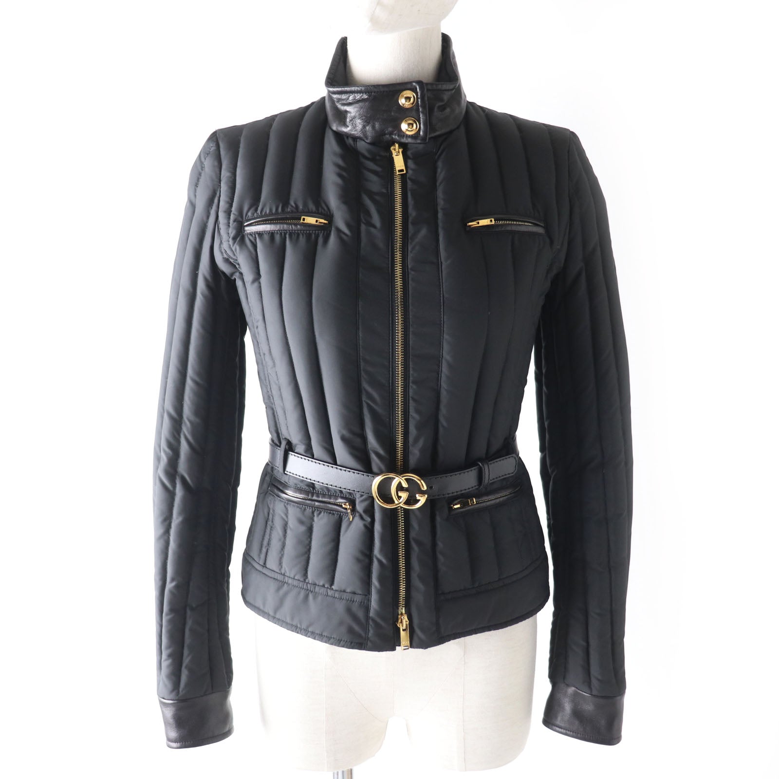 GUCCI GG Marmont Leather Down Jacket Black 38