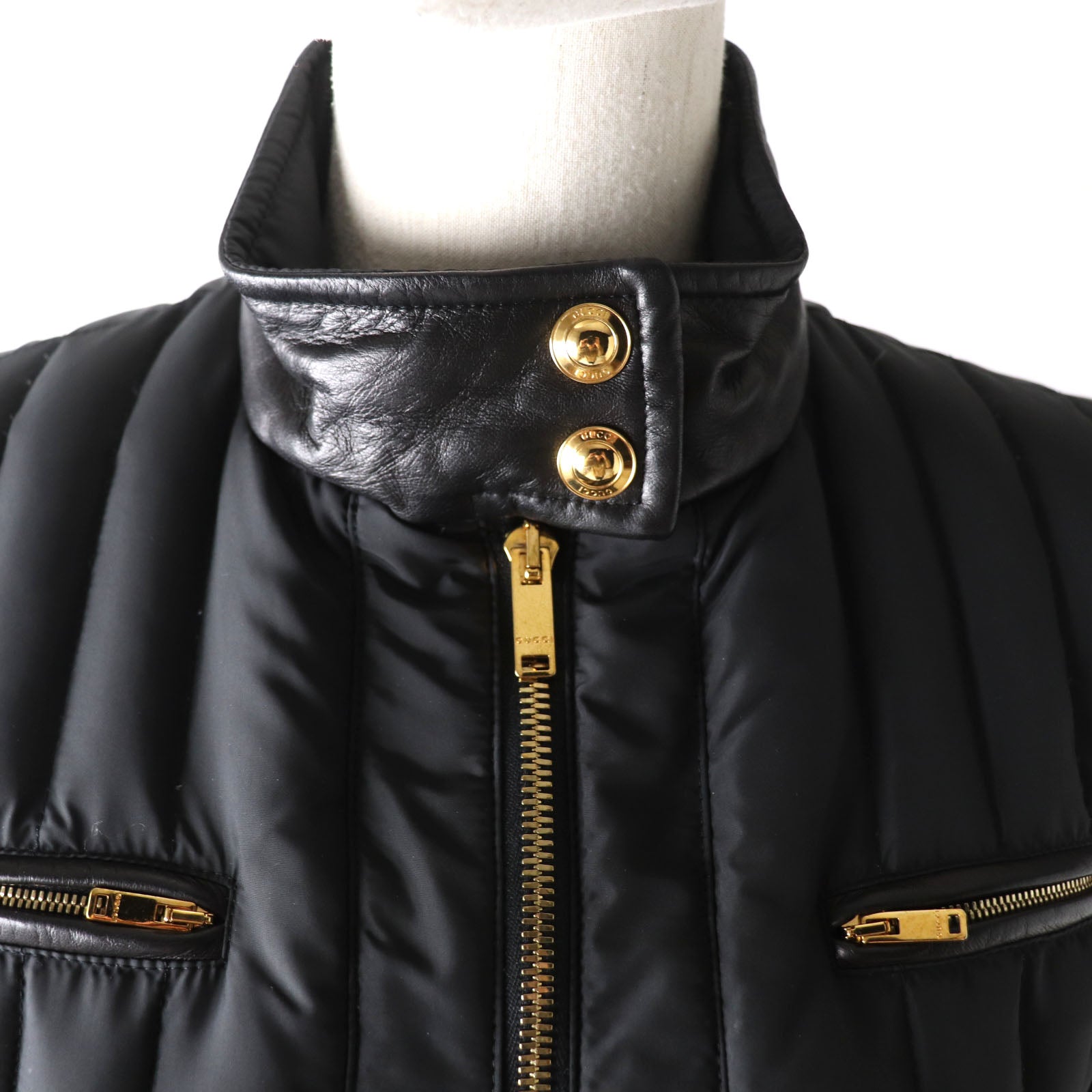 GUCCI GG Marmont Leather Down Jacket Black 38