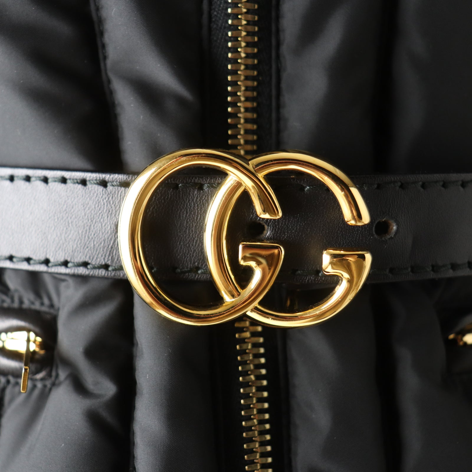 GUCCI GG Marmont Leather Down Jacket Black 38