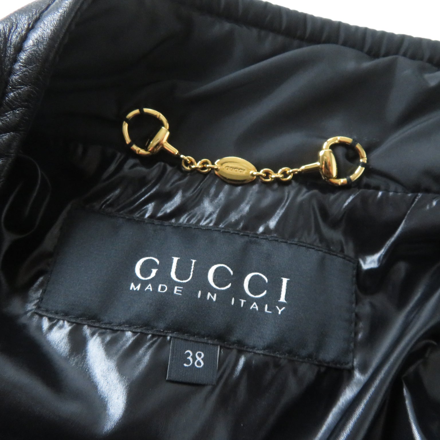 GUCCI GG Marmont Leather Down Jacket Black 38